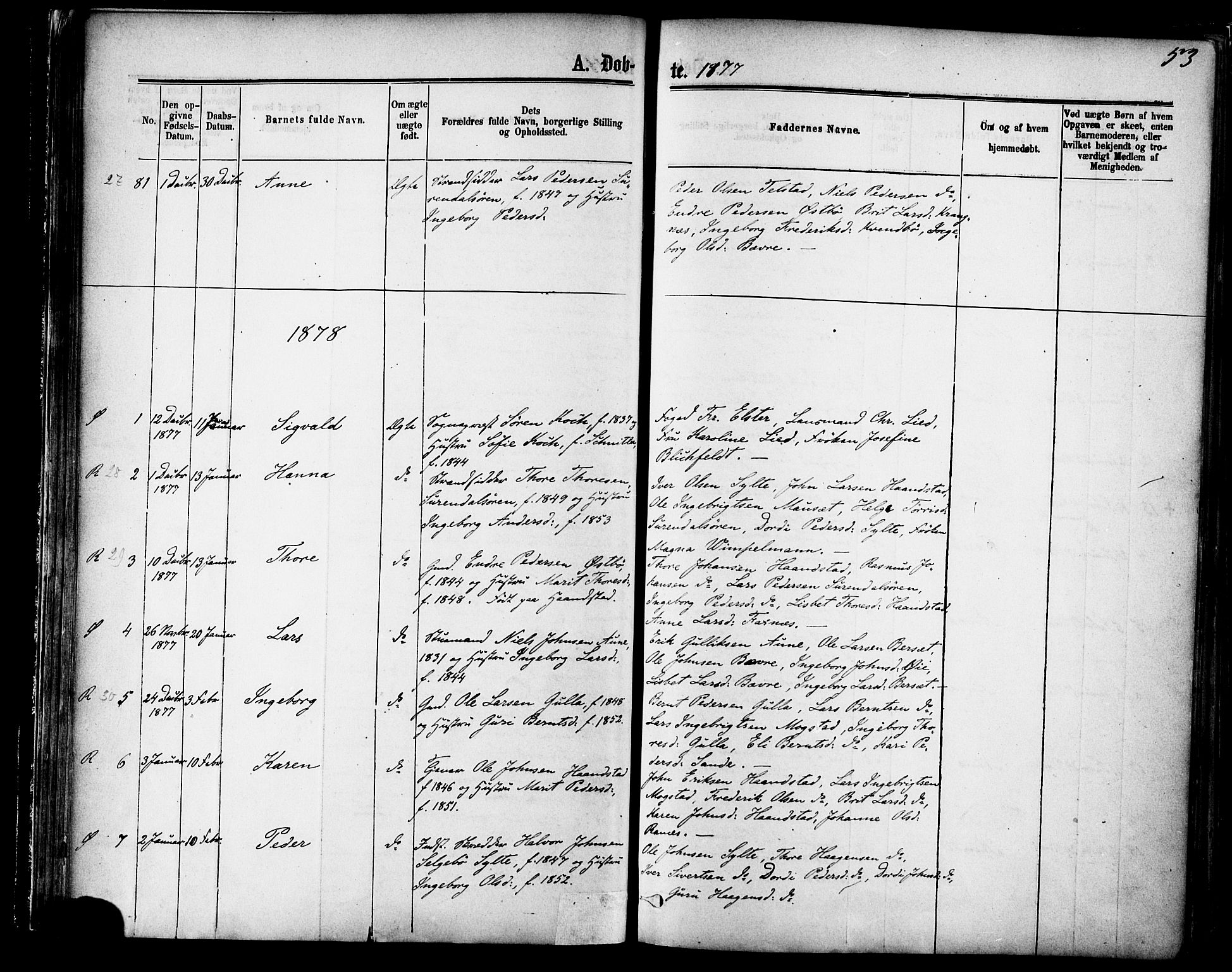 Ministerialprotokoller, klokkerbøker og fødselsregistre - Møre og Romsdal, SAT/A-1454/595/L1046: Parish register (official) no. 595A08, 1874-1884, p. 53