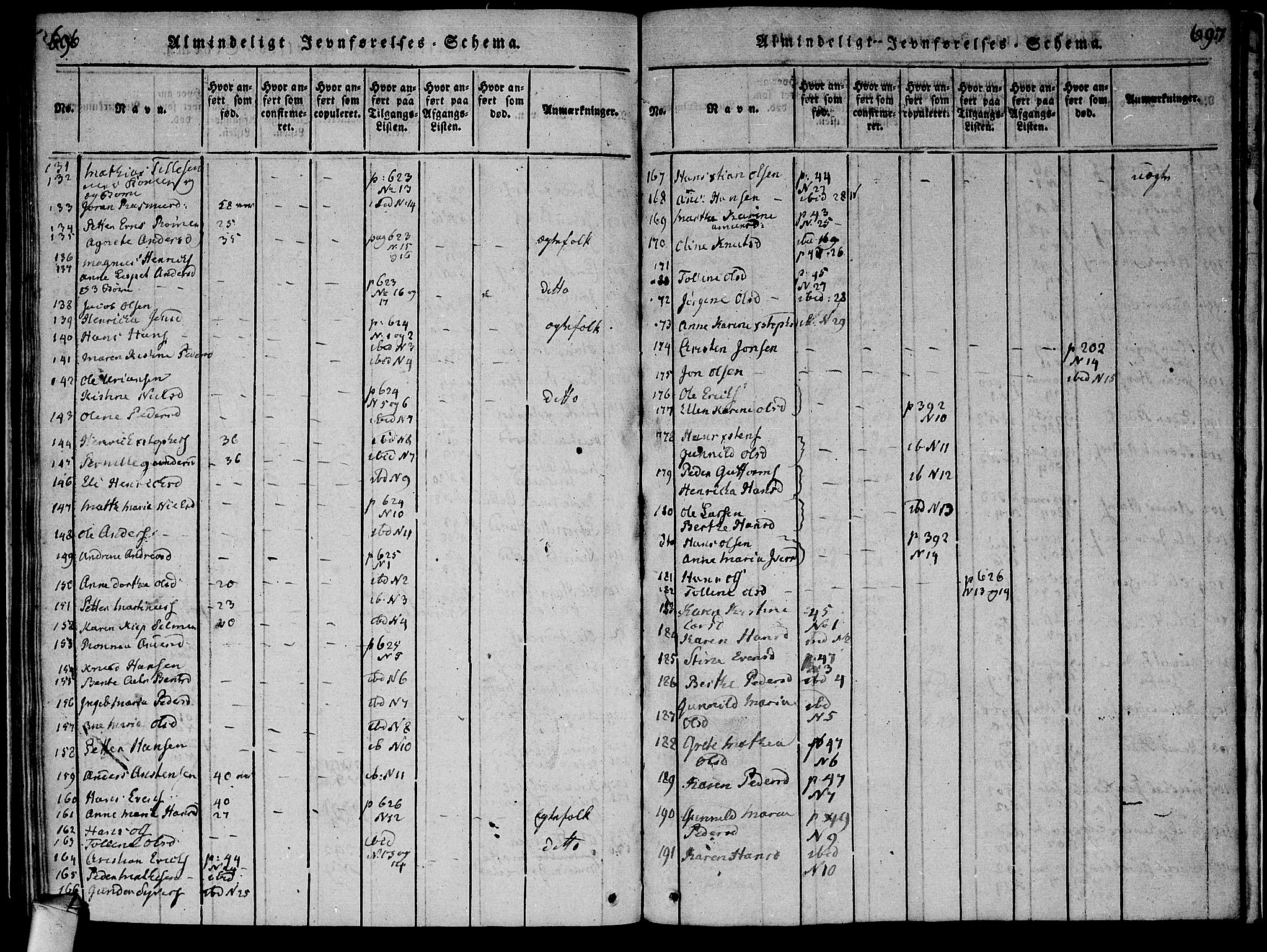 Røyken kirkebøker, AV/SAKO-A-241/F/Fa/L0004: Parish register (official) no. 4, 1814-1832, p. 696-697