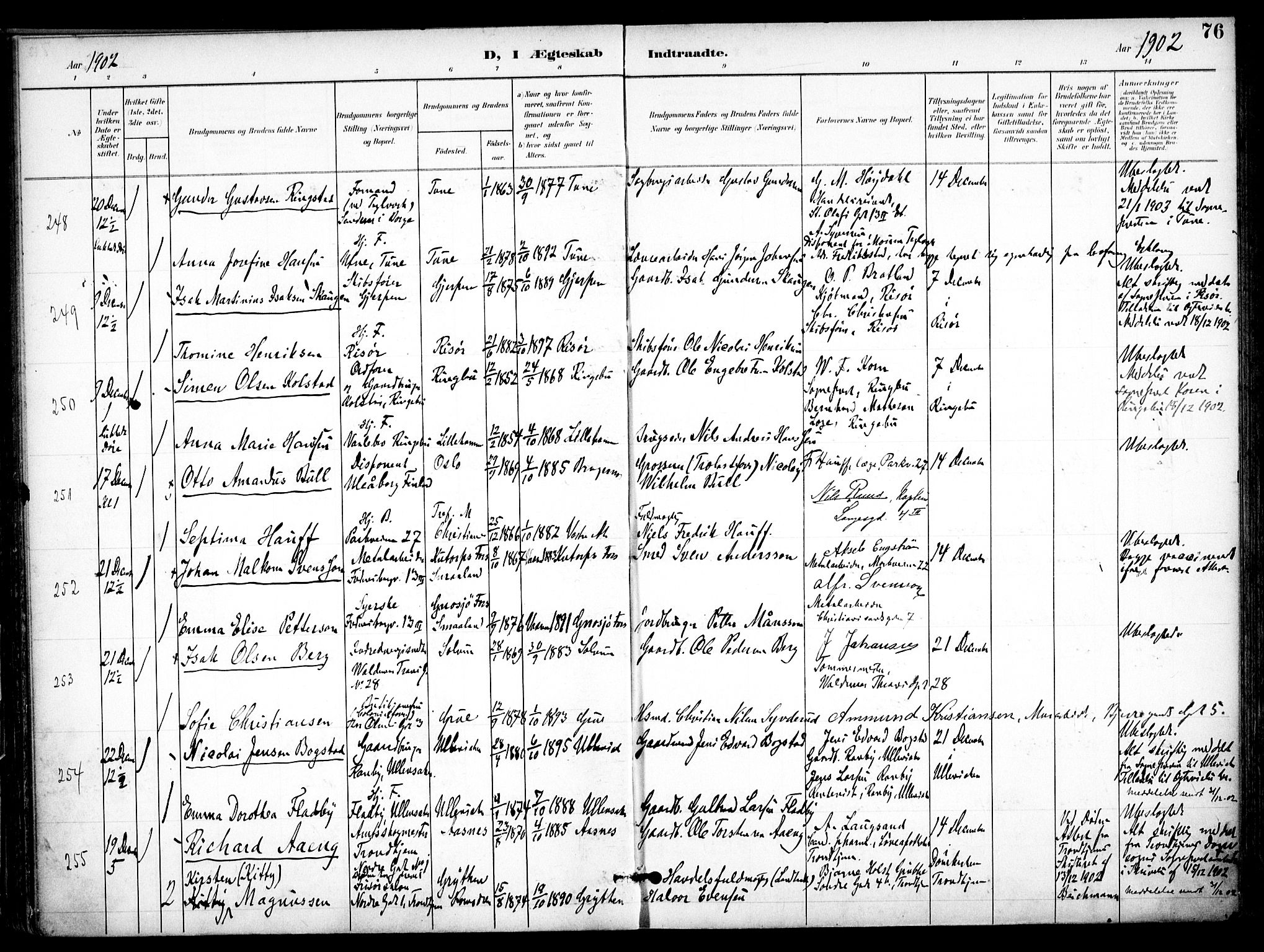 Trefoldighet prestekontor Kirkebøker, AV/SAO-A-10882/F/Fc/L0005: Parish register (official) no. III 5, 1900-1908, p. 76