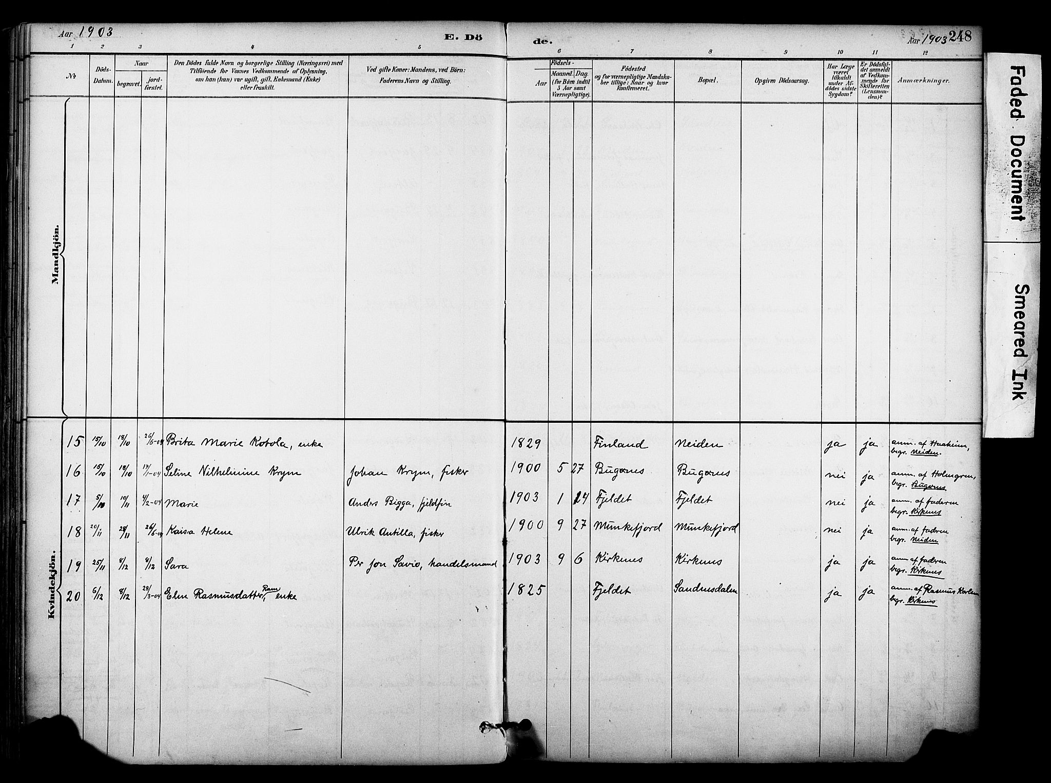 Sør-Varanger sokneprestkontor, AV/SATØ-S-1331/H/Ha/L0004kirke: Parish register (official) no. 4, 1891-1908, p. 248