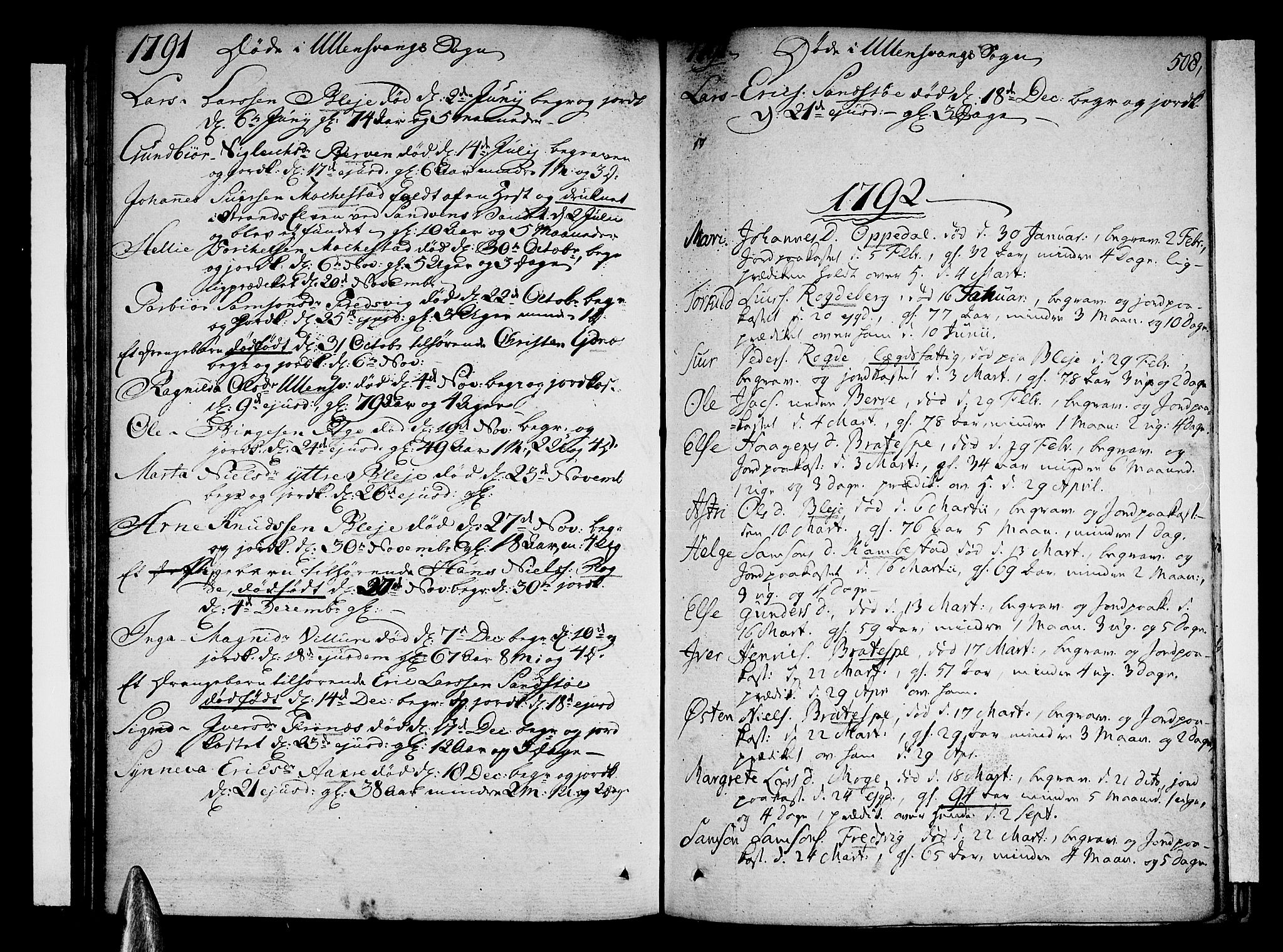 Ullensvang sokneprestembete, AV/SAB-A-78701/H/Haa: Parish register (official) no. A 7 /1, 1788-1804, p. 507-508