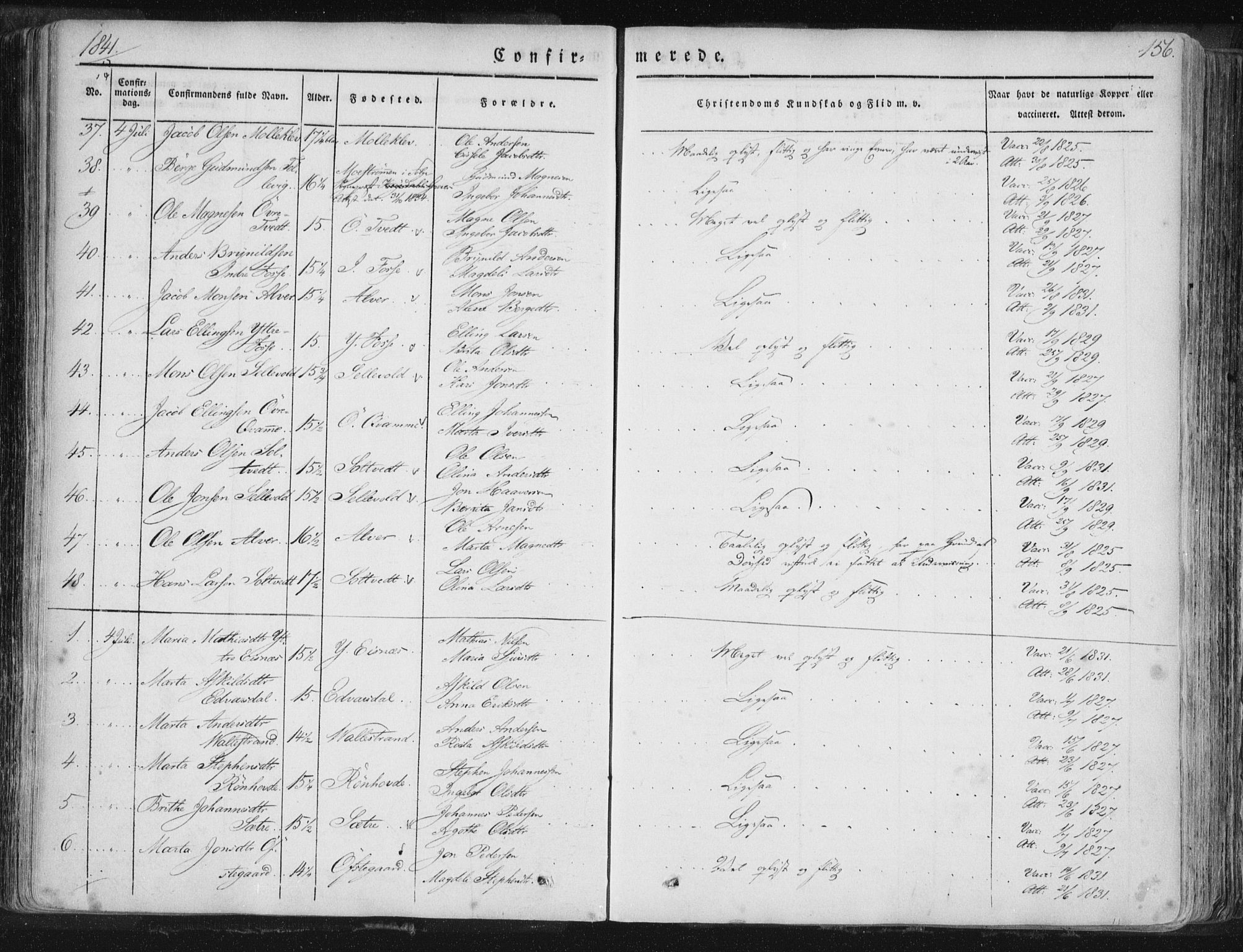 Hamre sokneprestembete, AV/SAB-A-75501/H/Ha/Haa/Haaa/L0012: Parish register (official) no. A 12, 1834-1845, p. 156