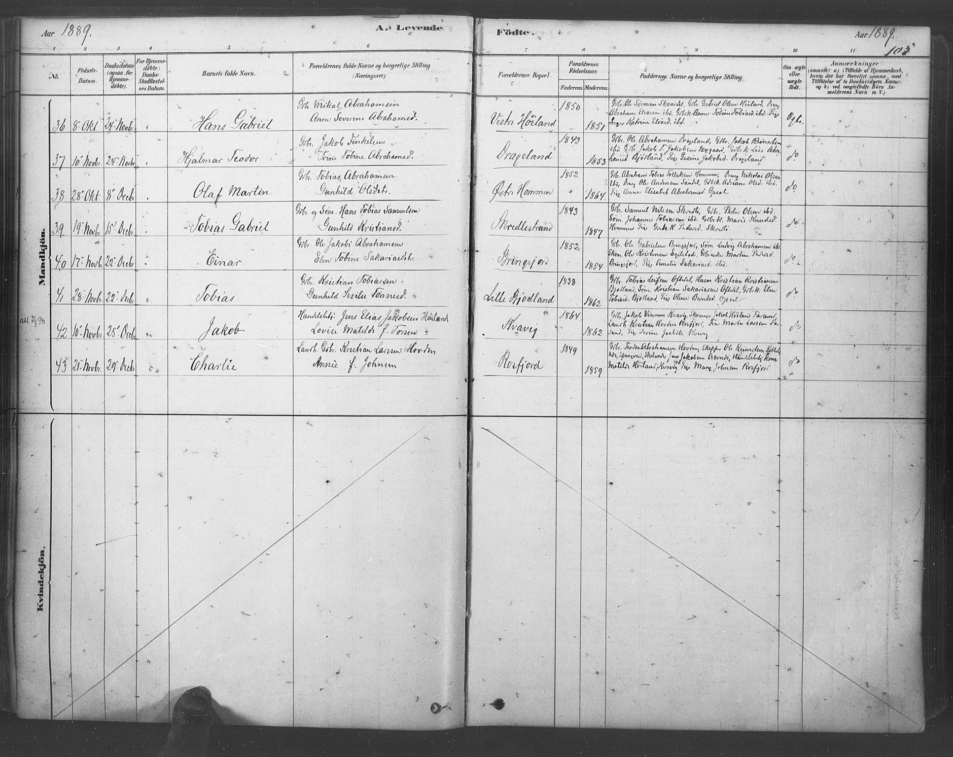 Lyngdal sokneprestkontor, AV/SAK-1111-0029/F/Fa/Fac/L0011: Parish register (official) no. A 11, 1878-1893, p. 105