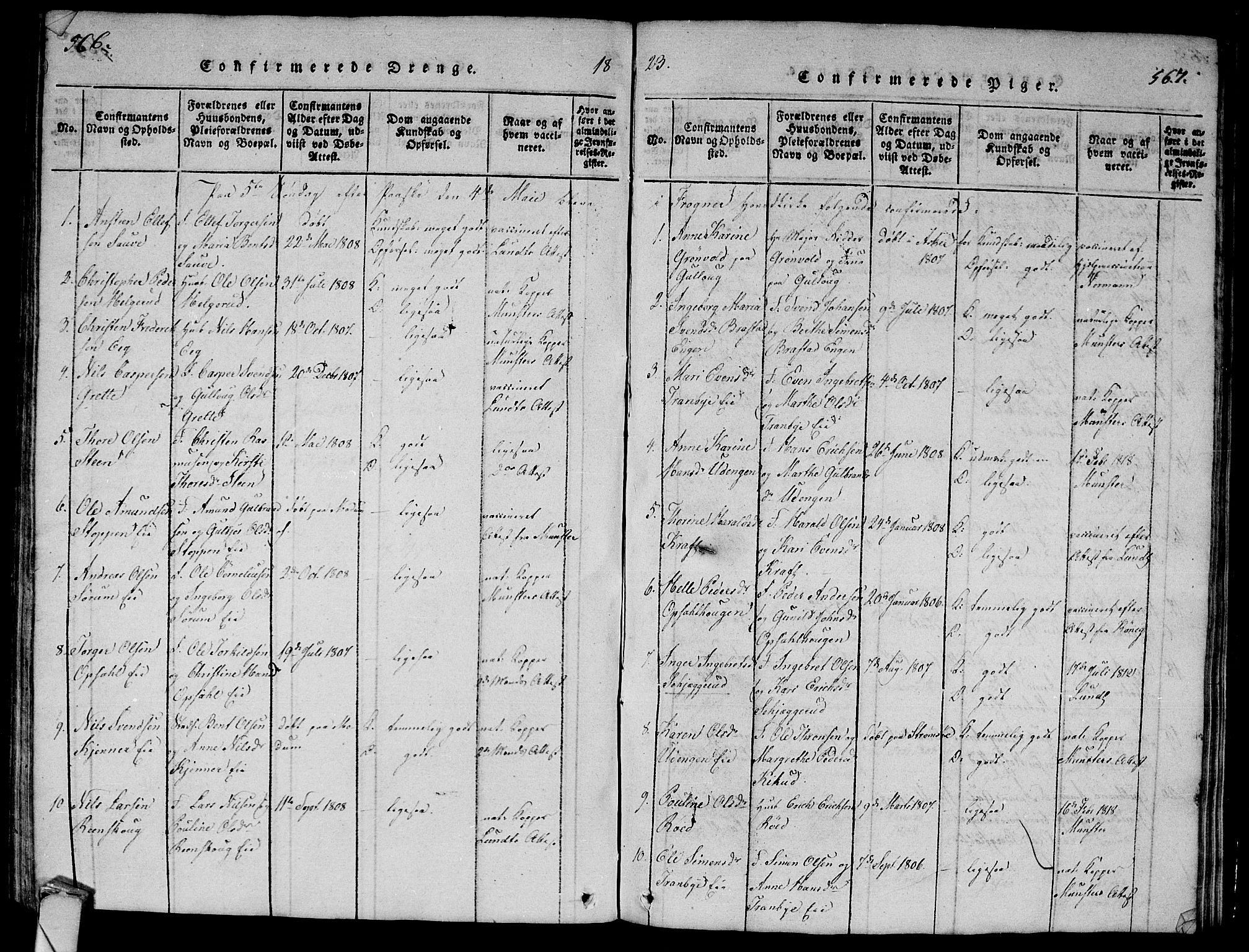 Lier kirkebøker, AV/SAKO-A-230/G/Ga/L0001: Parish register (copy) no. I 1, 1813-1824, p. 566-567