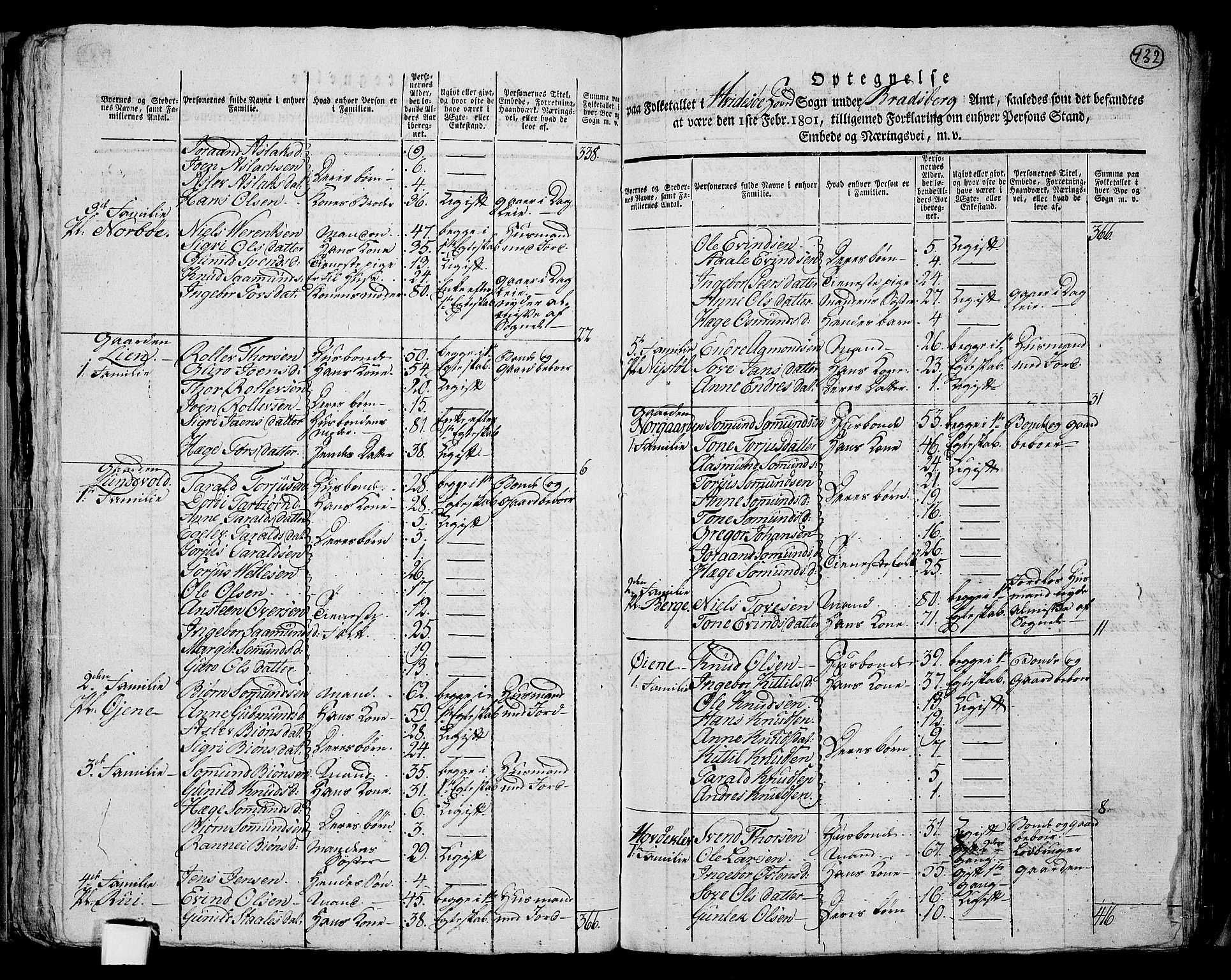 RA, 1801 census for 0829P Kviteseid, 1801, p. 431b-432a