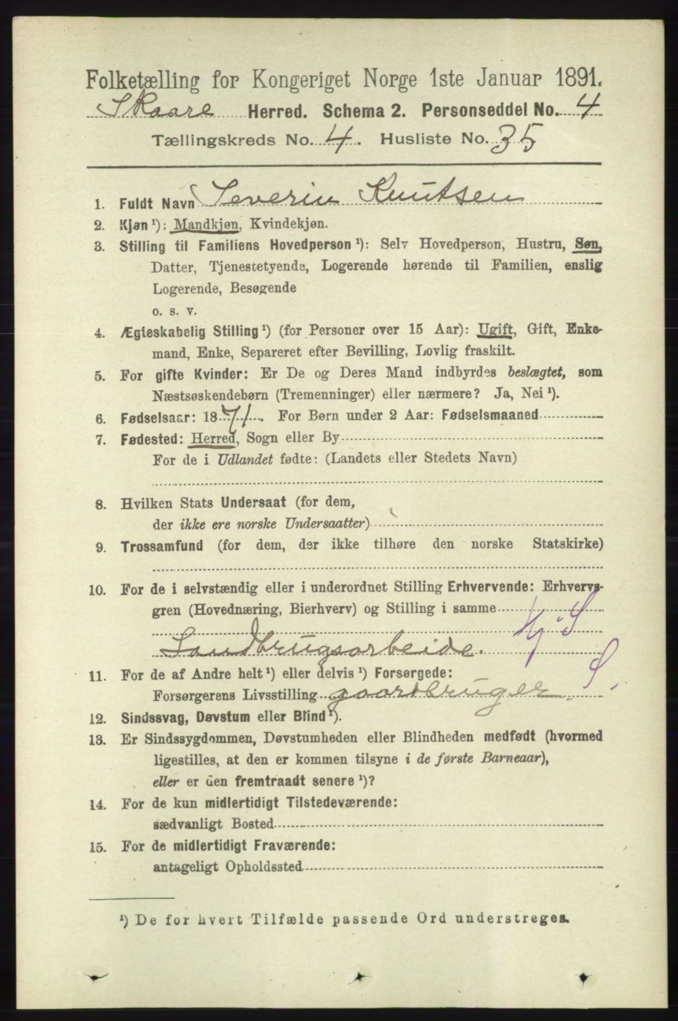 RA, 1891 census for 1153 Skåre, 1891, p. 1945