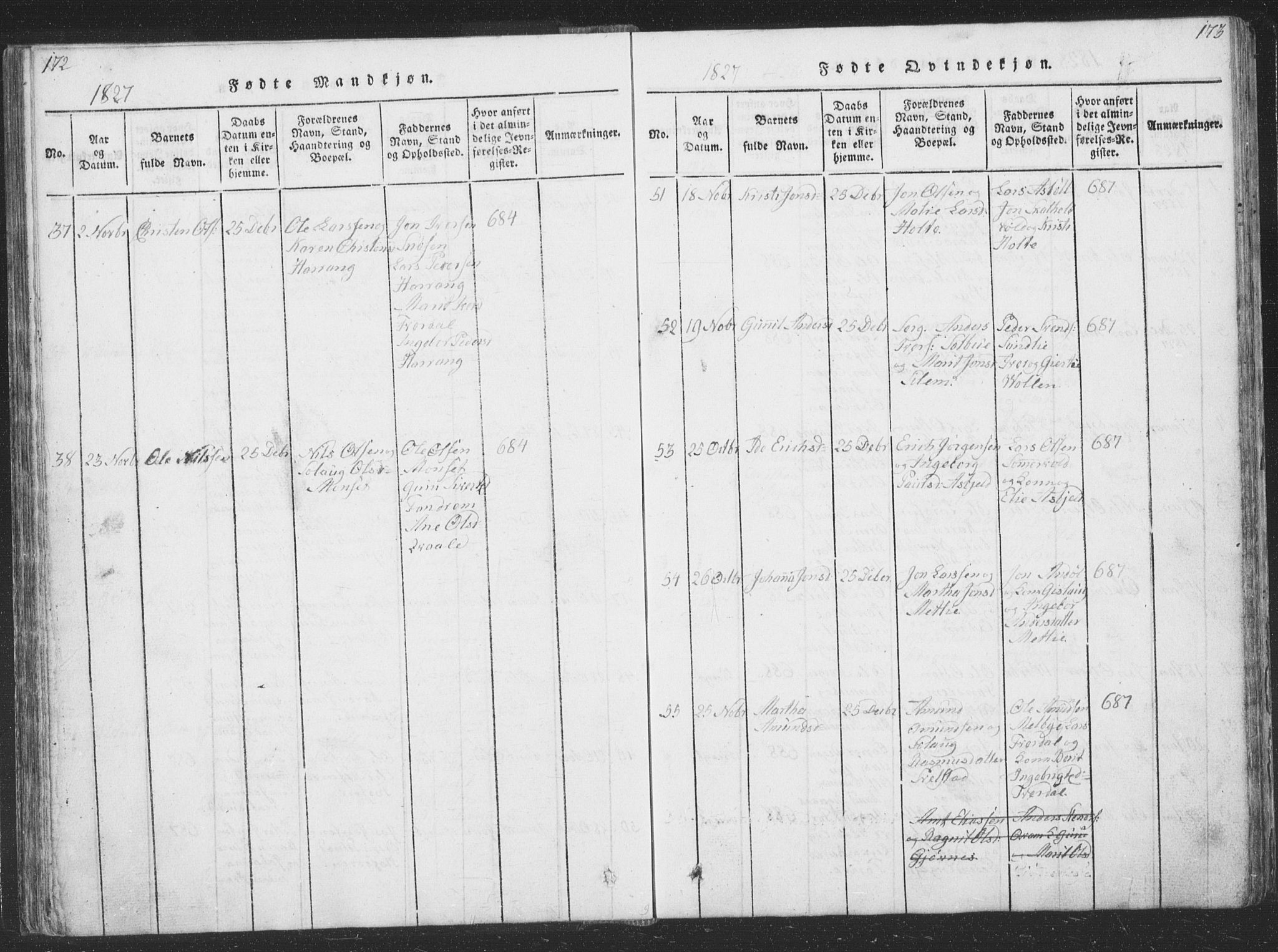 Ministerialprotokoller, klokkerbøker og fødselsregistre - Sør-Trøndelag, AV/SAT-A-1456/668/L0816: Parish register (copy) no. 668C05, 1816-1893, p. 172-173