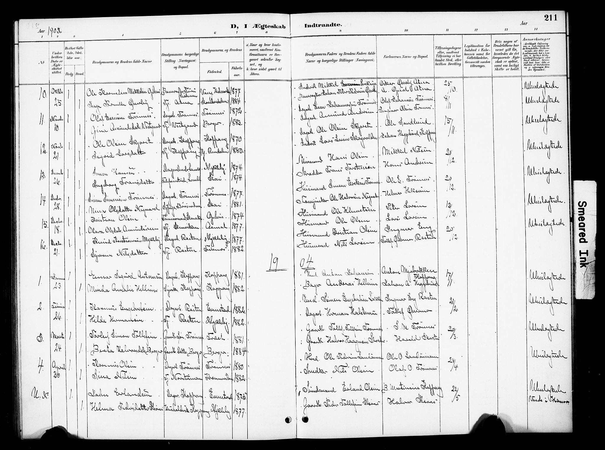 Stor-Elvdal prestekontor, SAH/PREST-052/H/Ha/Hab/L0003: Parish register (copy) no. 3, 1895-1917, p. 211