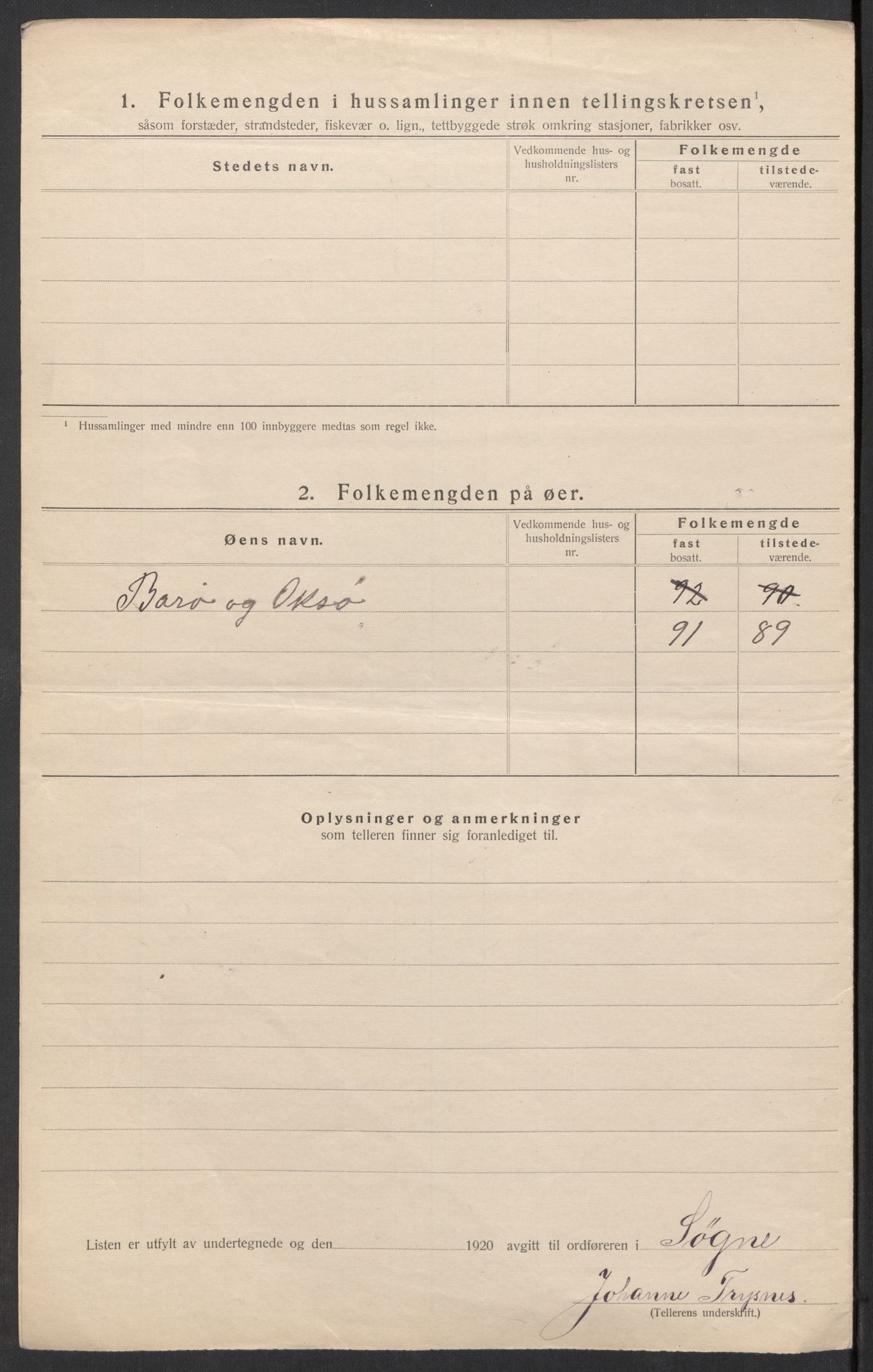 SAK, 1920 census for Søgne, 1920, p. 19