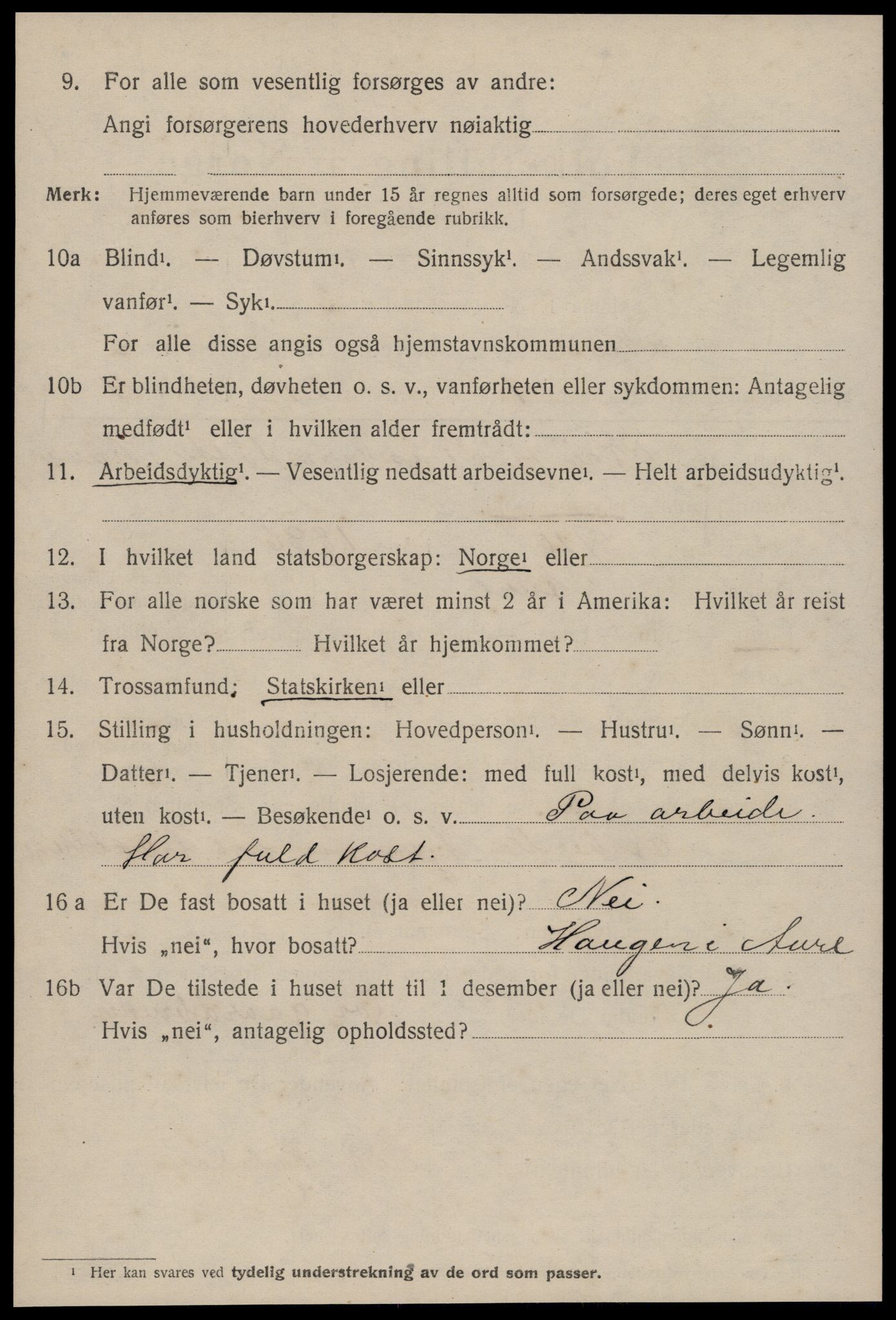 SAT, 1920 census for Aure, 1920, p. 2173