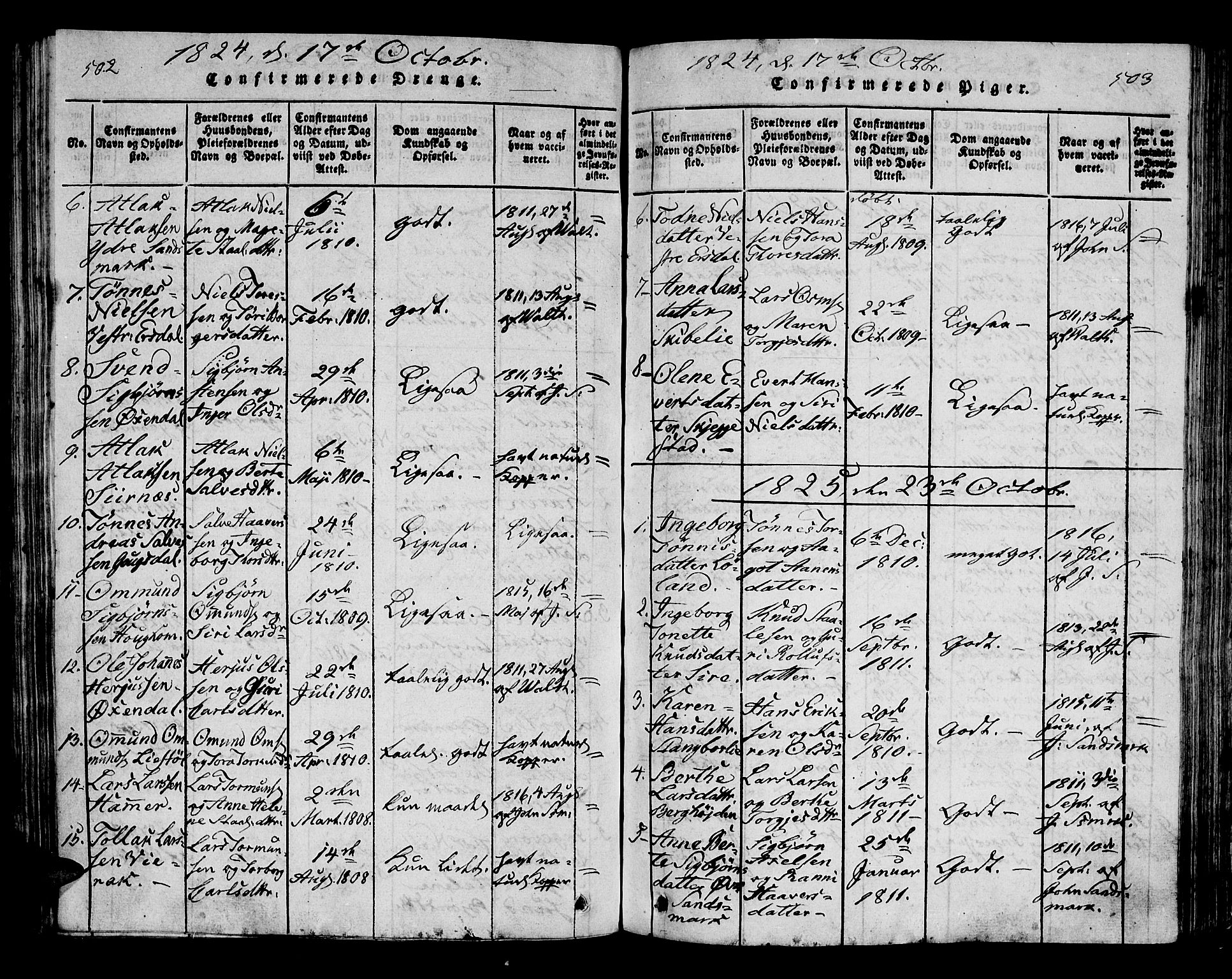 Bakke sokneprestkontor, SAK/1111-0002/F/Fa/Faa/L0003: Parish register (official) no. A 3, 1815-1835, p. 502-503