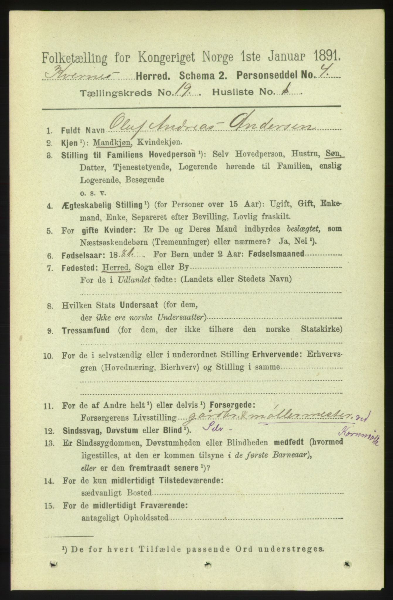 RA, 1891 census for 1553 Kvernes, 1891, p. 8459