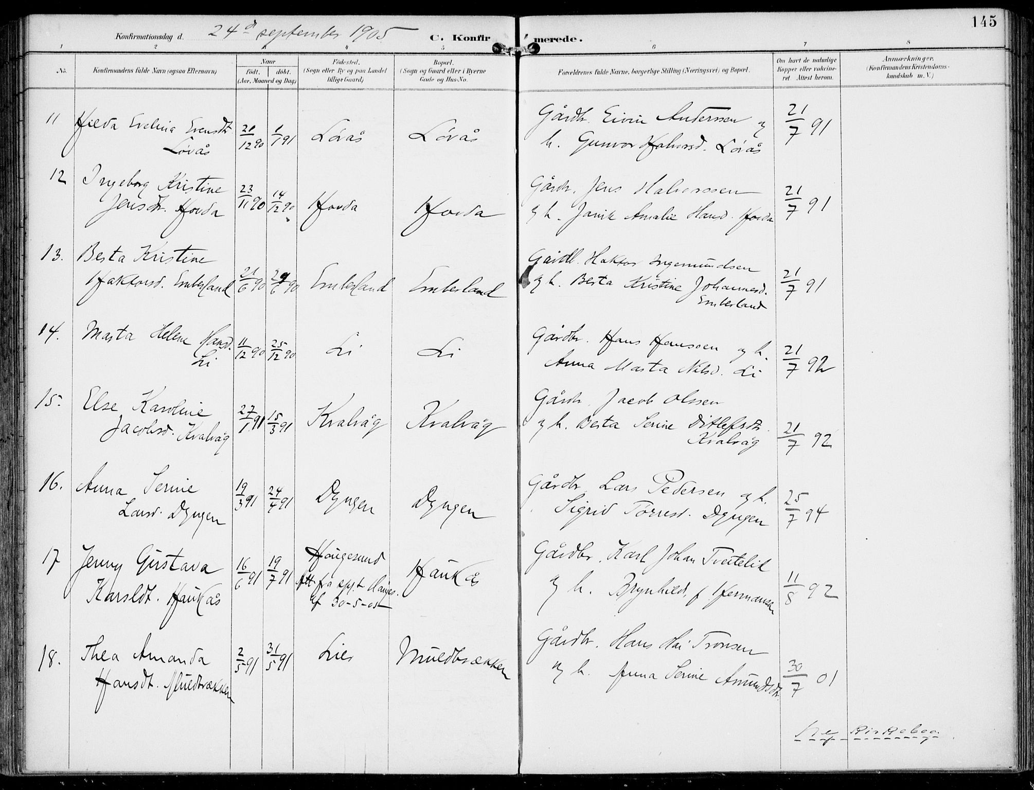 Sveio Sokneprestembete, AV/SAB-A-78501/H/Haa: Parish register (official) no. B  3, 1894-1906, p. 145