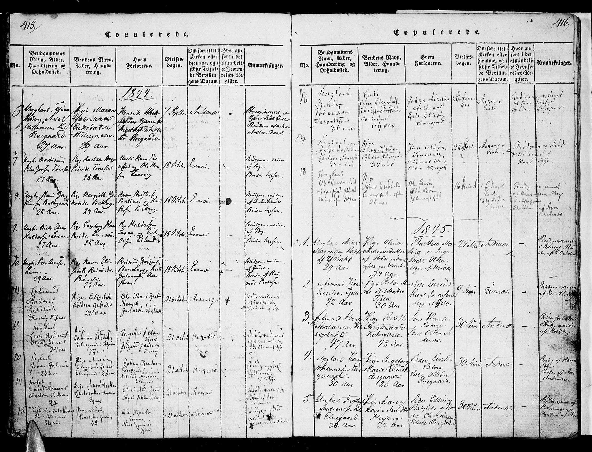 Ministerialprotokoller, klokkerbøker og fødselsregistre - Nordland, SAT/A-1459/863/L0894: Parish register (official) no. 863A06, 1821-1851, p. 415-416