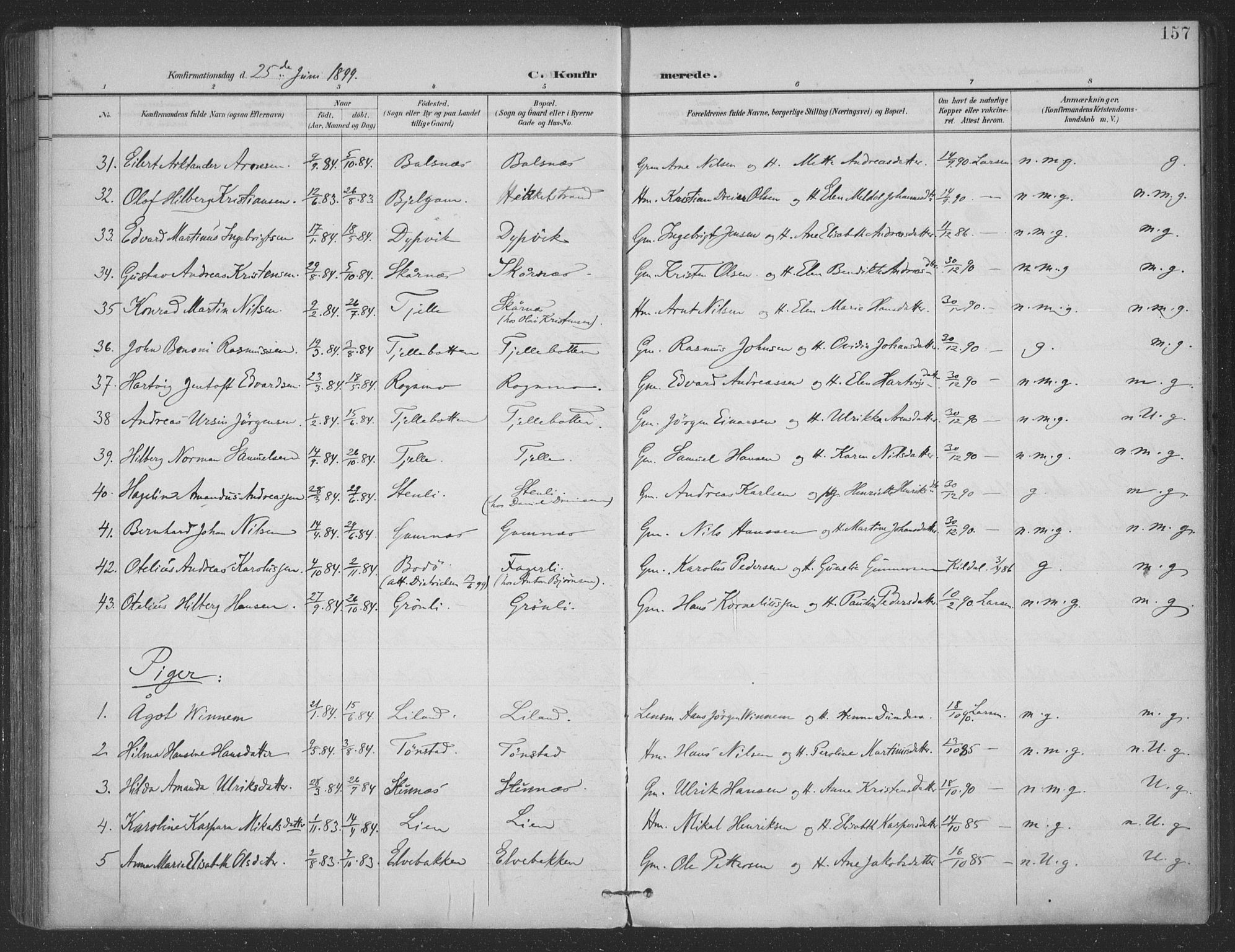 Ministerialprotokoller, klokkerbøker og fødselsregistre - Nordland, AV/SAT-A-1459/863/L0899: Parish register (official) no. 863A11, 1897-1906, p. 157