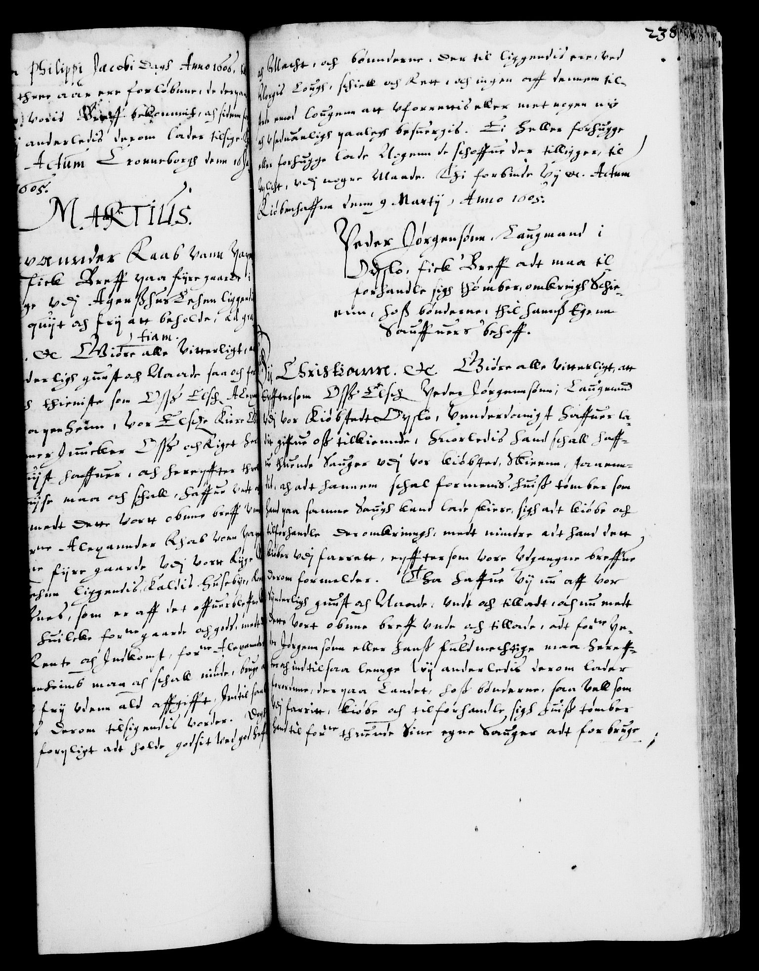 Danske Kanselli 1572-1799, AV/RA-EA-3023/F/Fc/Fca/Fcaa/L0003: Norske registre (mikrofilm), 1596-1616, p. 238a