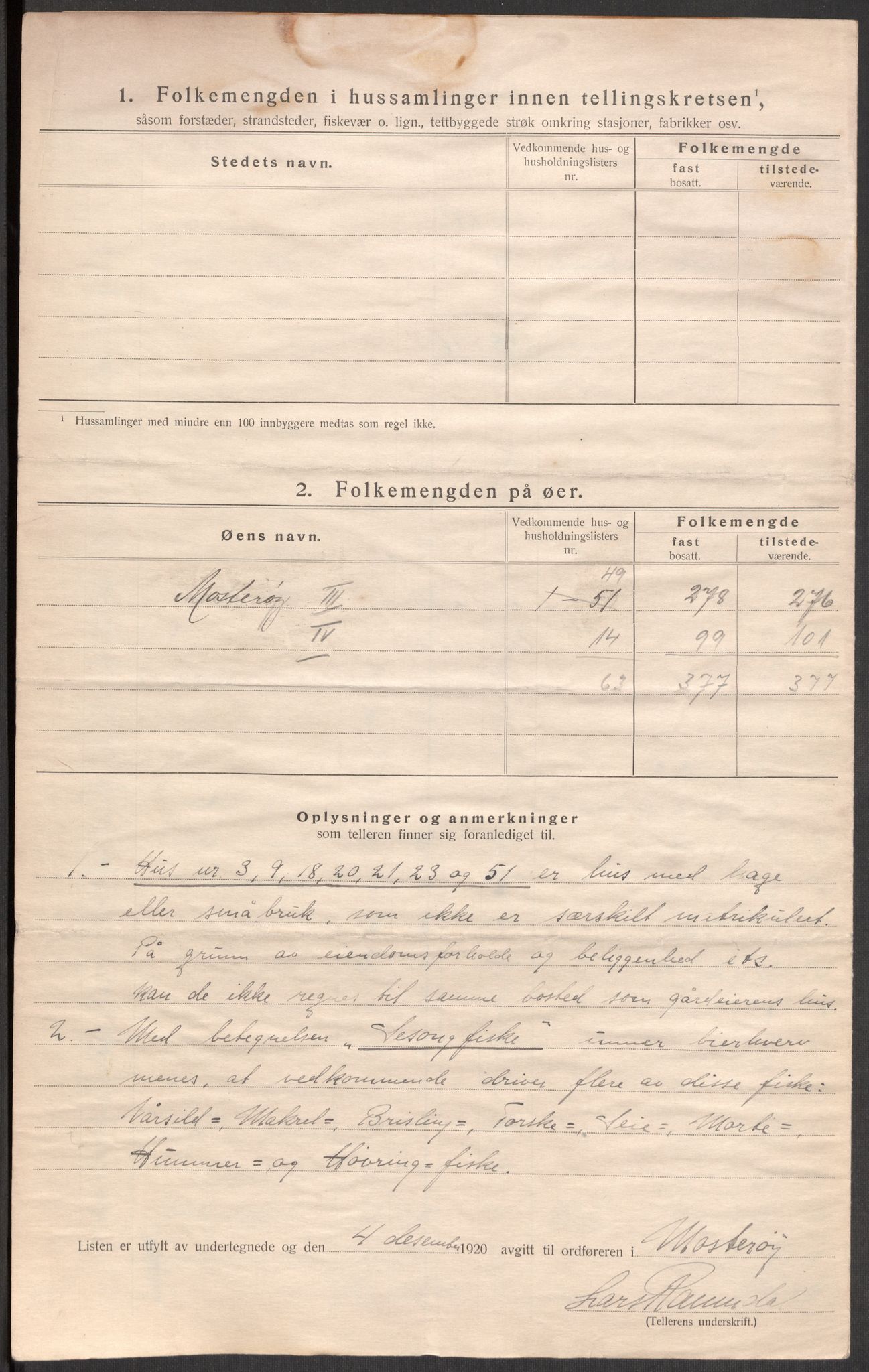 SAST, 1920 census for Mosterøy, 1920, p. 19