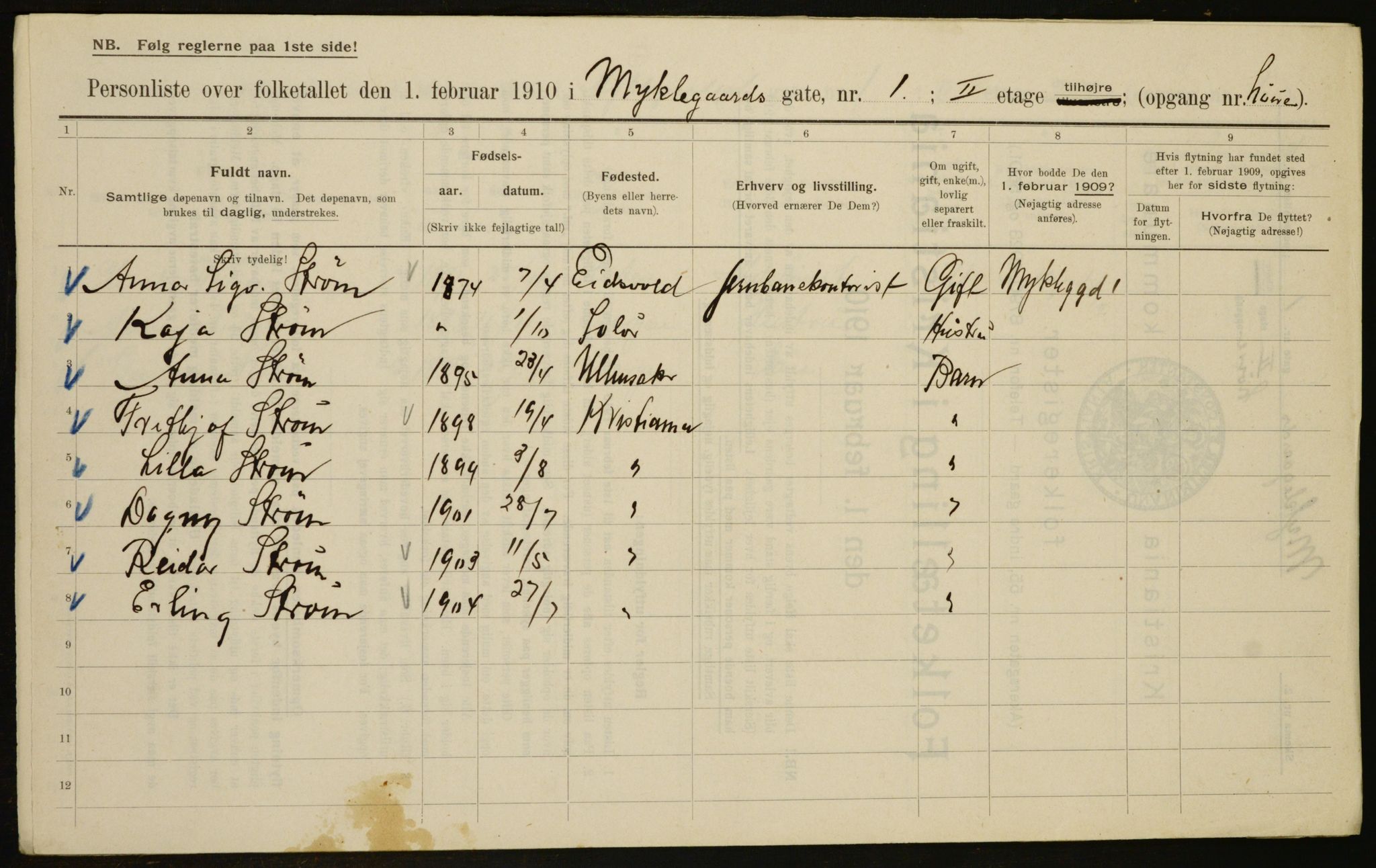 OBA, Municipal Census 1910 for Kristiania, 1910, p. 65834