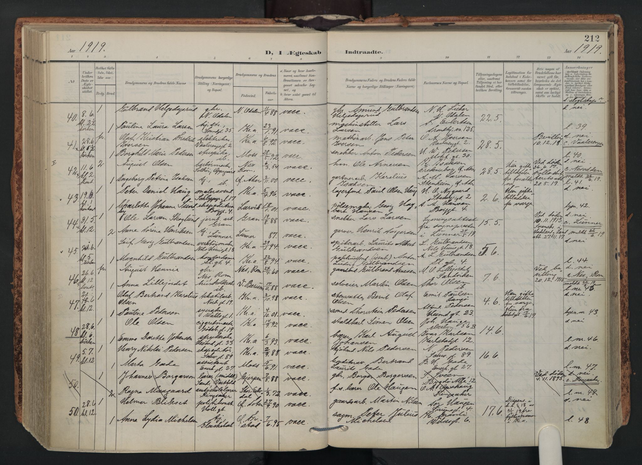 Grønland prestekontor Kirkebøker, SAO/A-10848/F/Fa/L0017: Parish register (official) no. 17, 1906-1934, p. 212