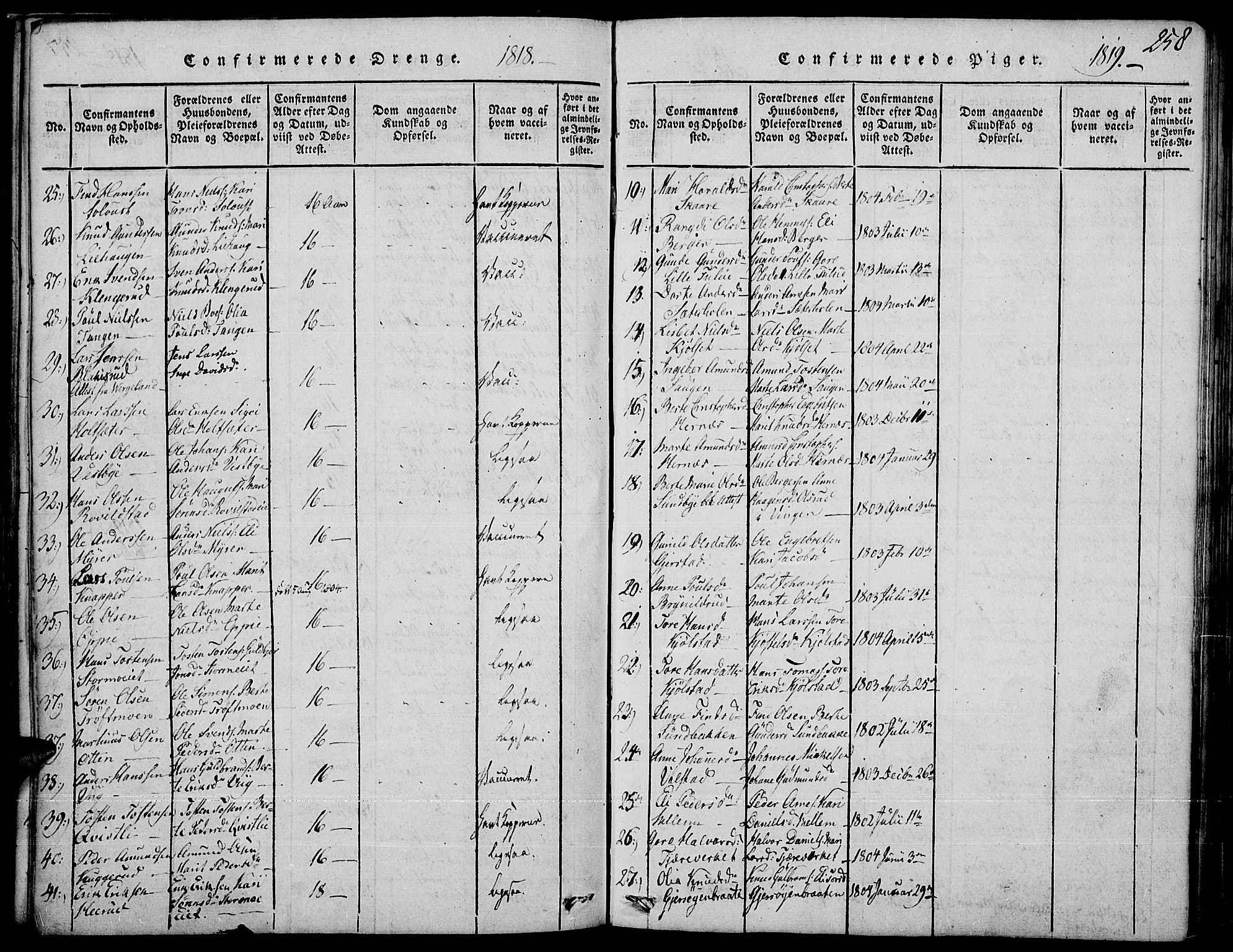 Strøm-Odalen prestekontor, AV/SAH-PREST-028/H/Ha/Haa/L0006: Parish register (official) no. 6, 1814-1850, p. 258