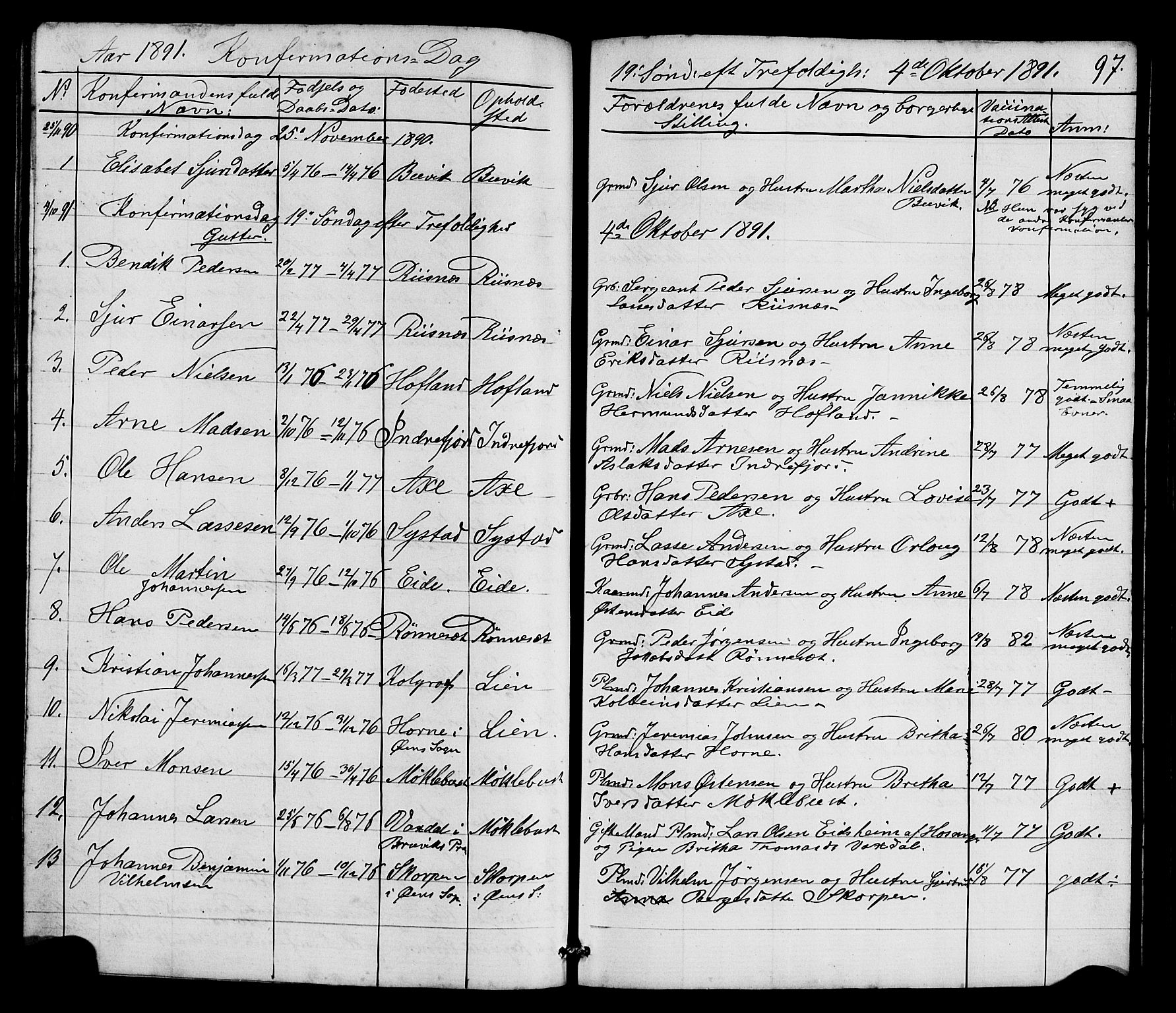 Hyllestad sokneprestembete, SAB/A-80401: Parish register (copy) no. A 2, 1876-1906, p. 97