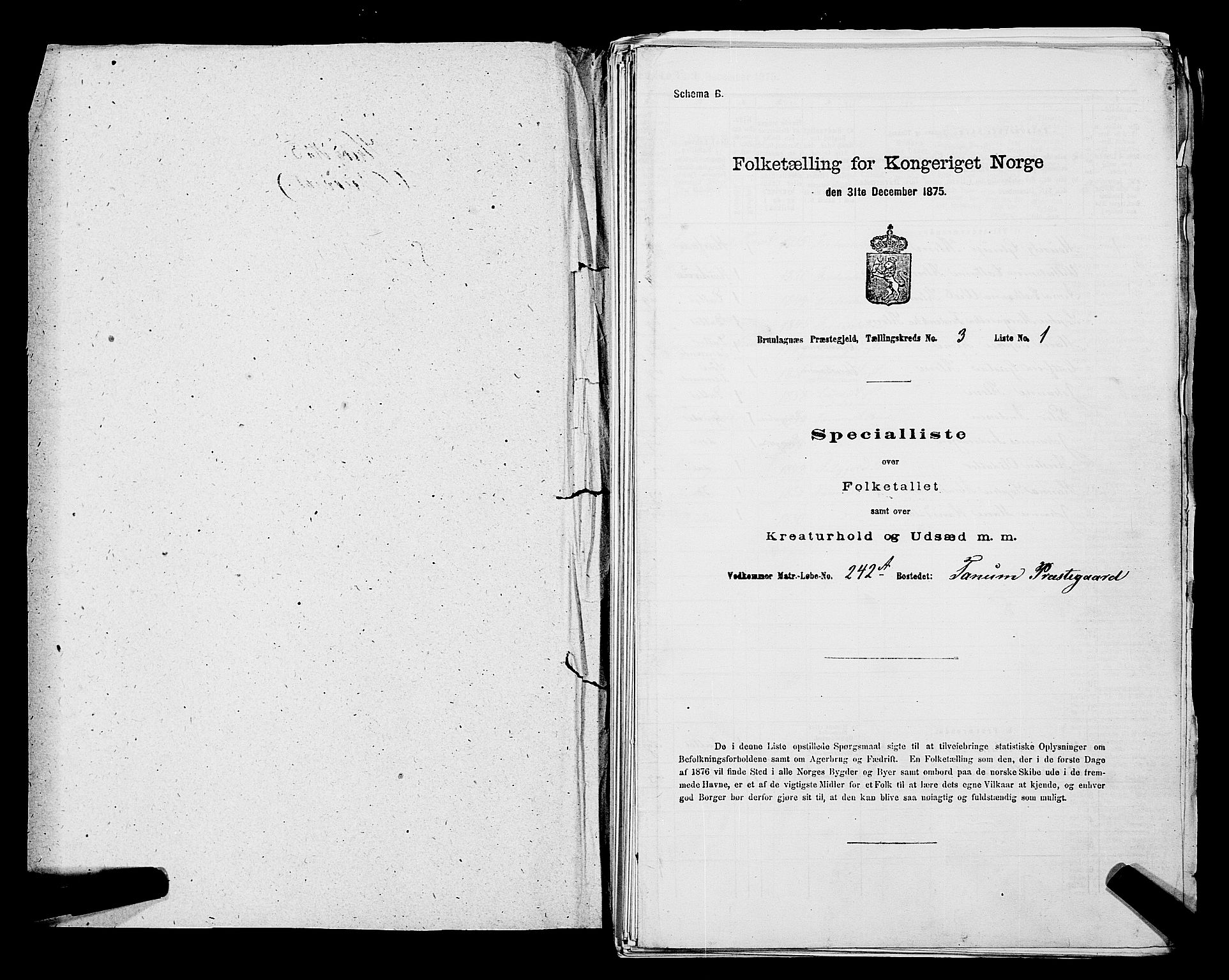 SAKO, 1875 census for 0726P Brunlanes, 1875, p. 321