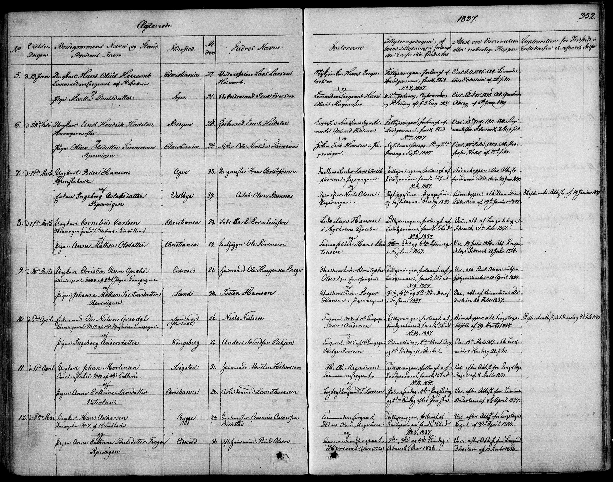 Garnisonsmenigheten Kirkebøker, SAO/A-10846/F/Fa/L0006: Parish register (official) no. 6, 1828-1841, p. 352
