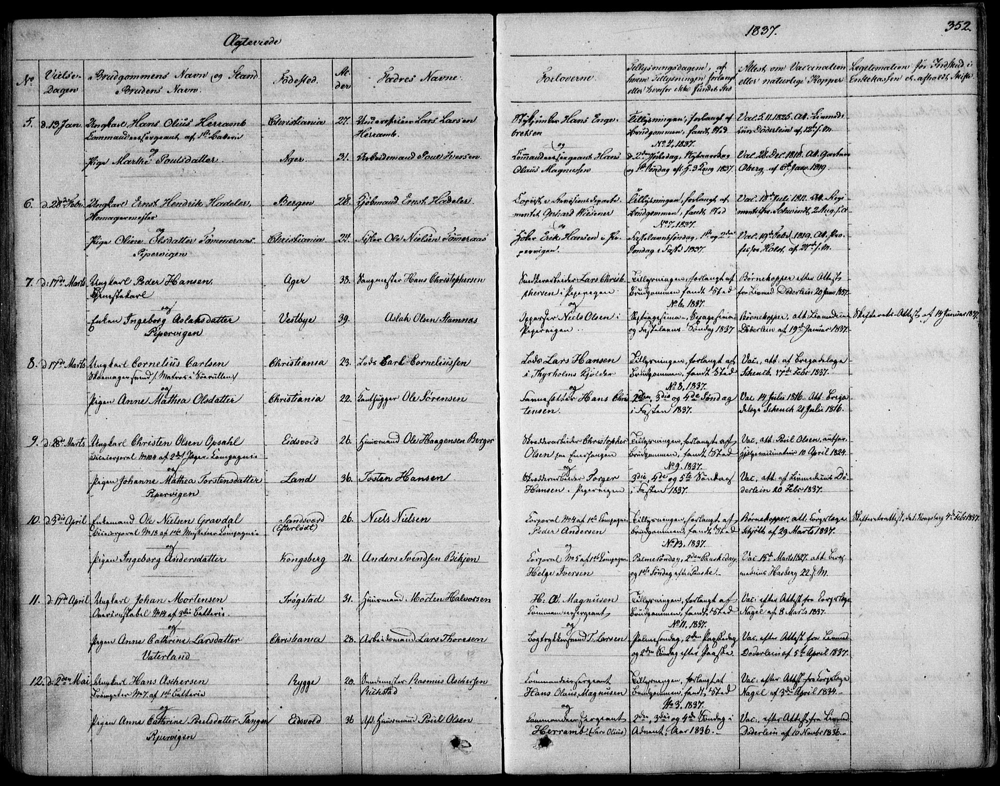 Garnisonsmenigheten Kirkebøker, AV/SAO-A-10846/F/Fa/L0006: Parish register (official) no. 6, 1828-1841, p. 352