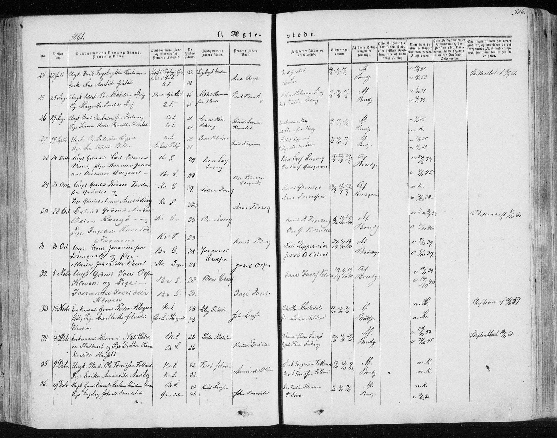 Ministerialprotokoller, klokkerbøker og fødselsregistre - Møre og Romsdal, AV/SAT-A-1454/568/L0804: Parish register (official) no. 568A11, 1854-1868, p. 306