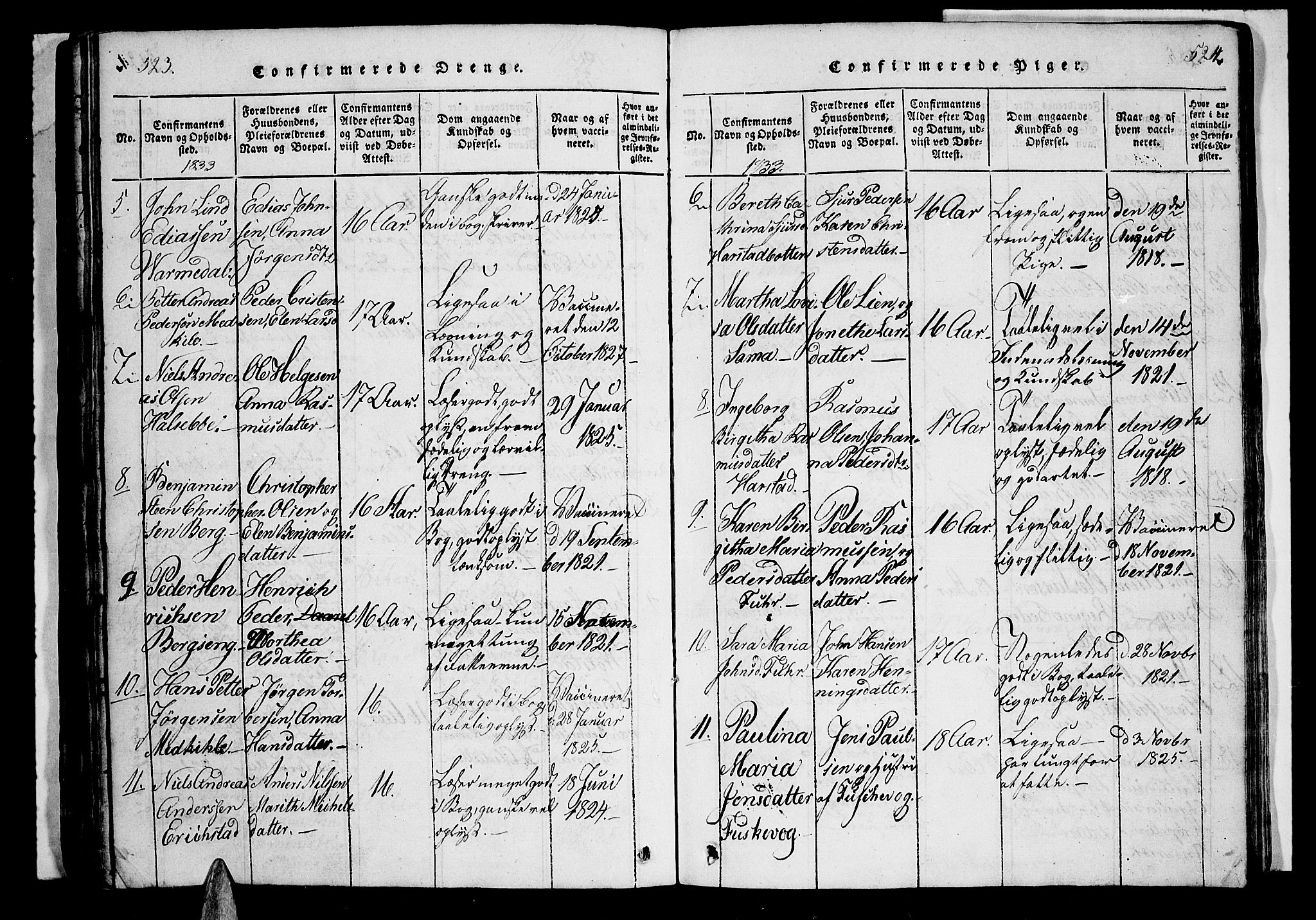 Trondenes sokneprestkontor, AV/SATØ-S-1319/H/Hb/L0003klokker: Parish register (copy) no. 3, 1820-1834, p. 523-524