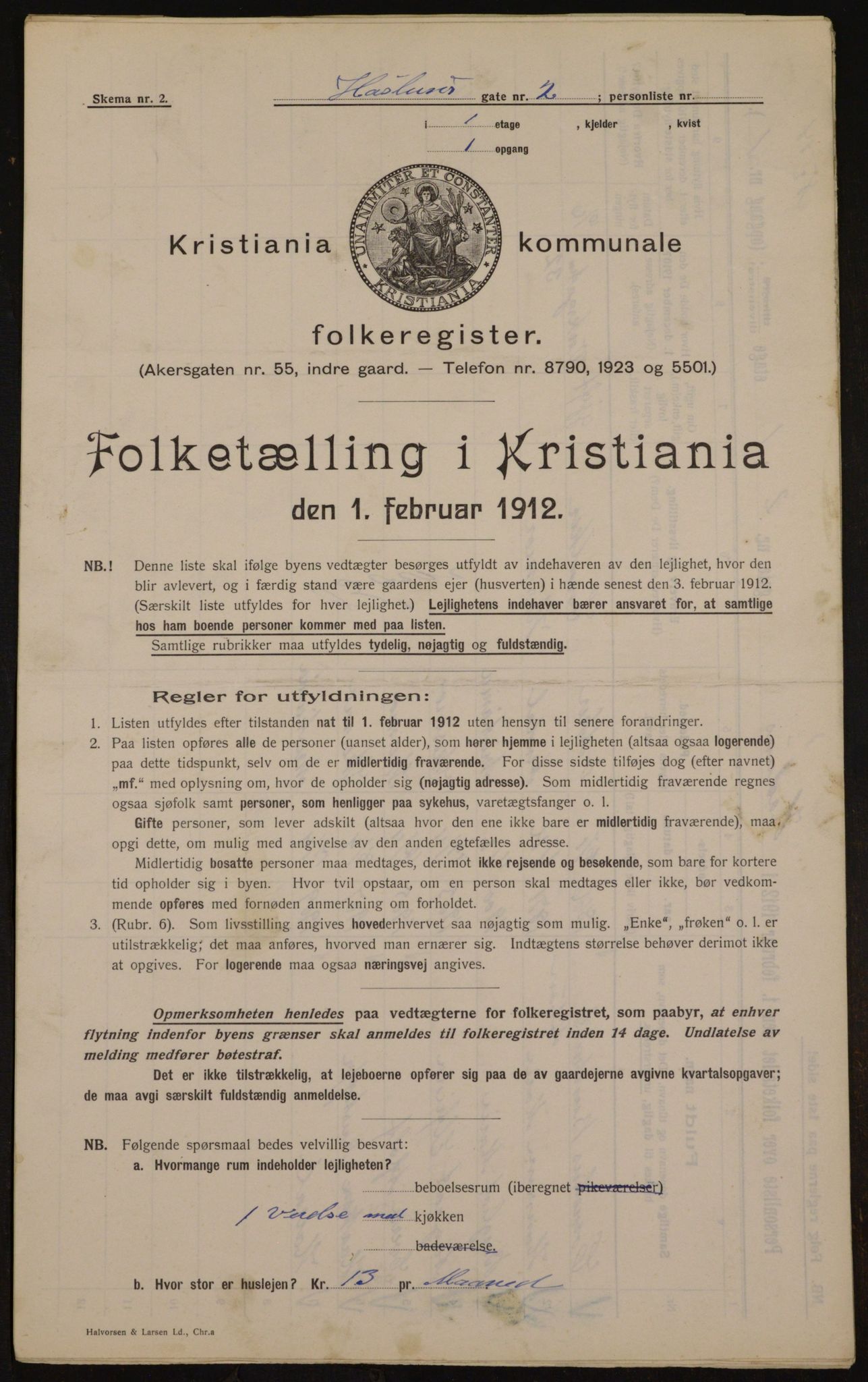 OBA, Municipal Census 1912 for Kristiania, 1912, p. 35255