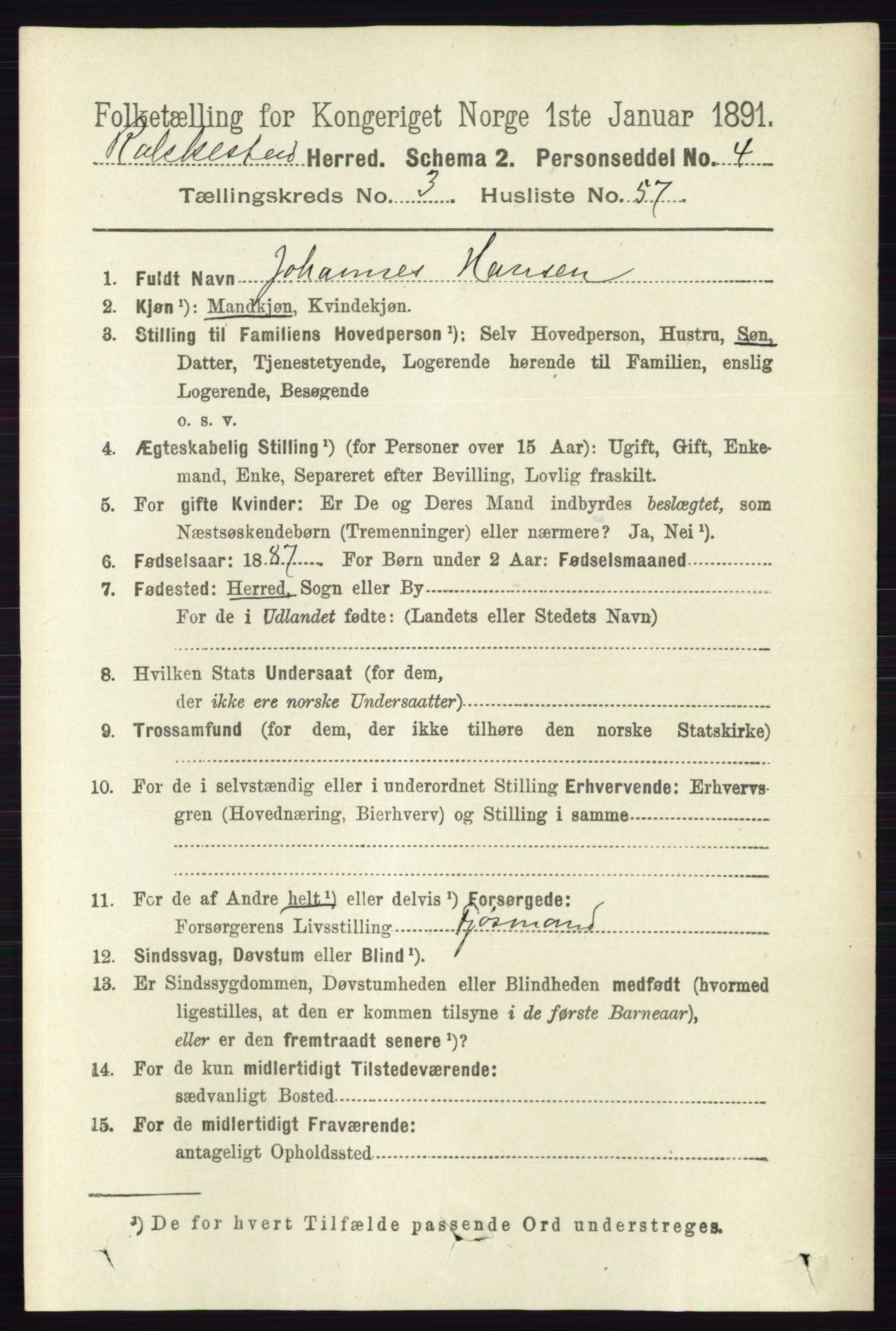 RA, 1891 census for 0128 Rakkestad, 1891, p. 1684