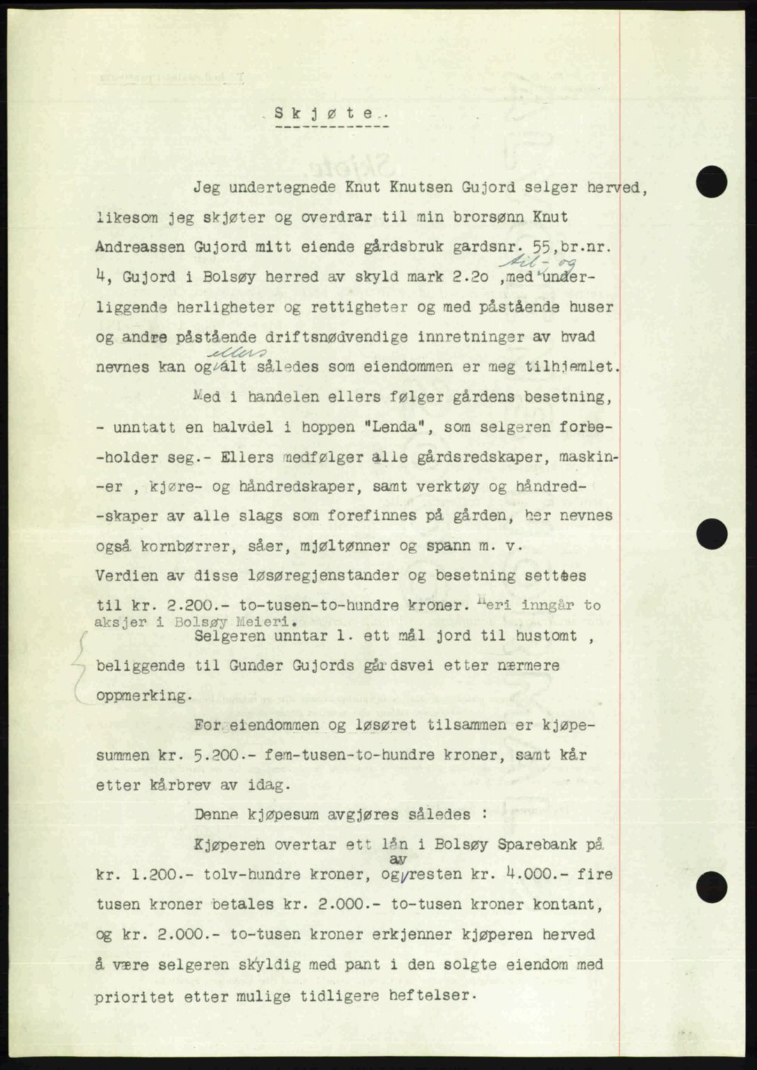 Romsdal sorenskriveri, SAT/A-4149/1/2/2C: Mortgage book no. A22, 1947-1947, Diary no: : 828/1947