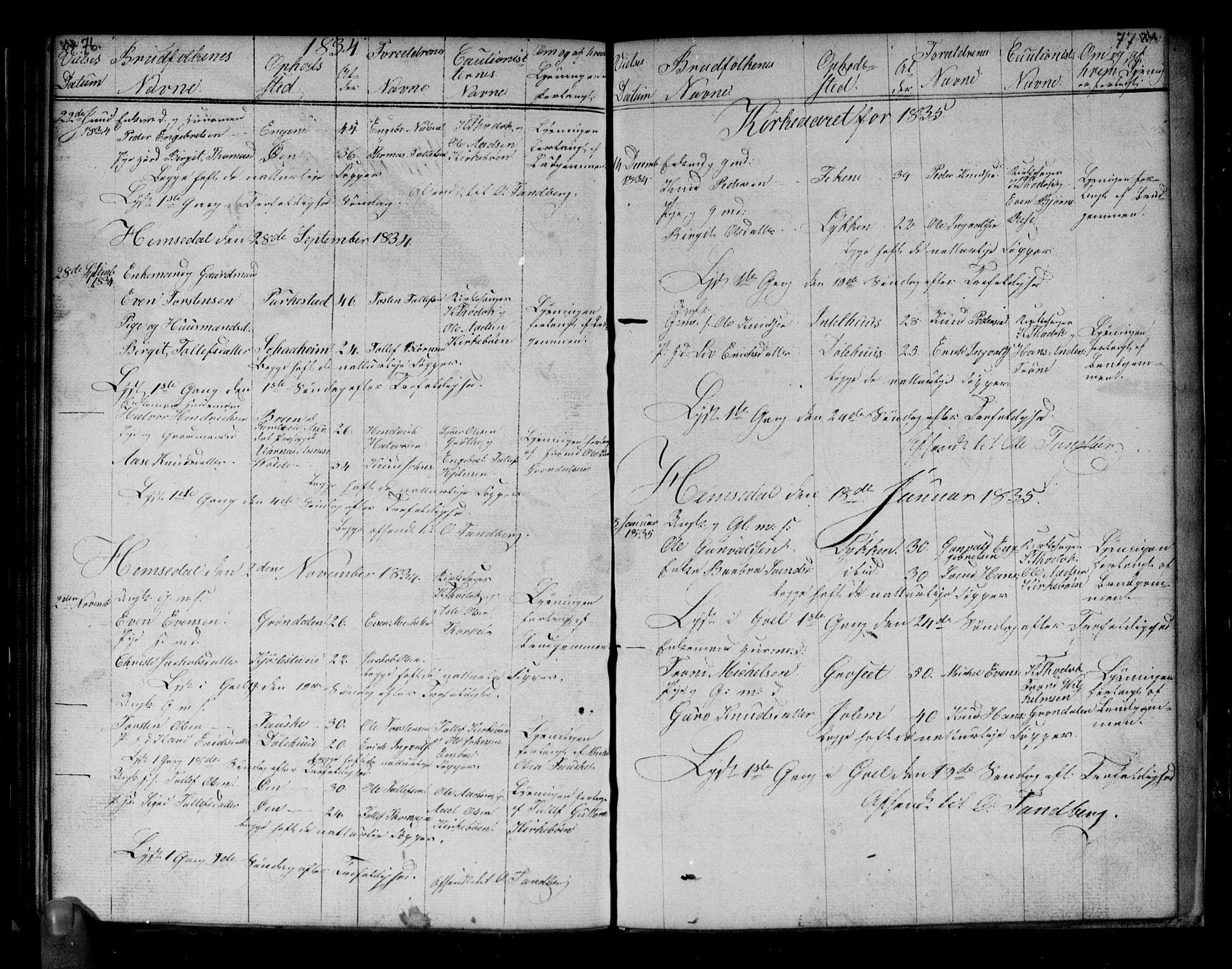 Gol kirkebøker, SAKO/A-226/G/Gb/L0001: Parish register (copy) no. II 1, 1831-1838, p. 76-77