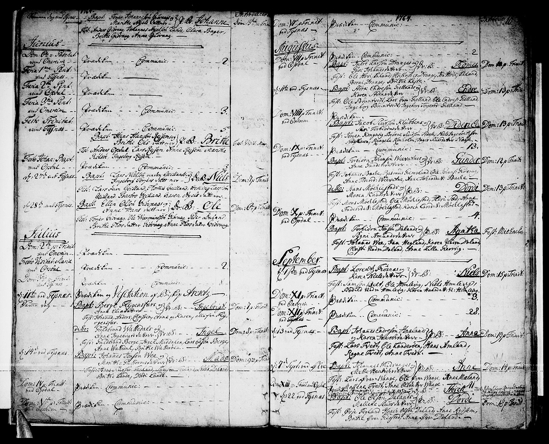 Tysnes sokneprestembete, SAB/A-78601/H/Haa: Parish register (official) no. A 5, 1762-1793, p. 10