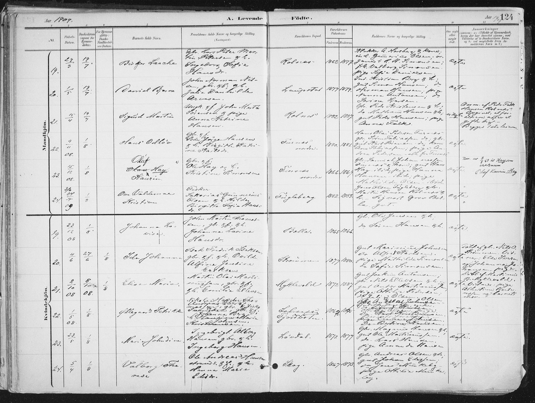 Ibestad sokneprestembete, AV/SATØ-S-0077/H/Ha/Haa/L0017kirke: Parish register (official) no. 17, 1901-1914, p. 124