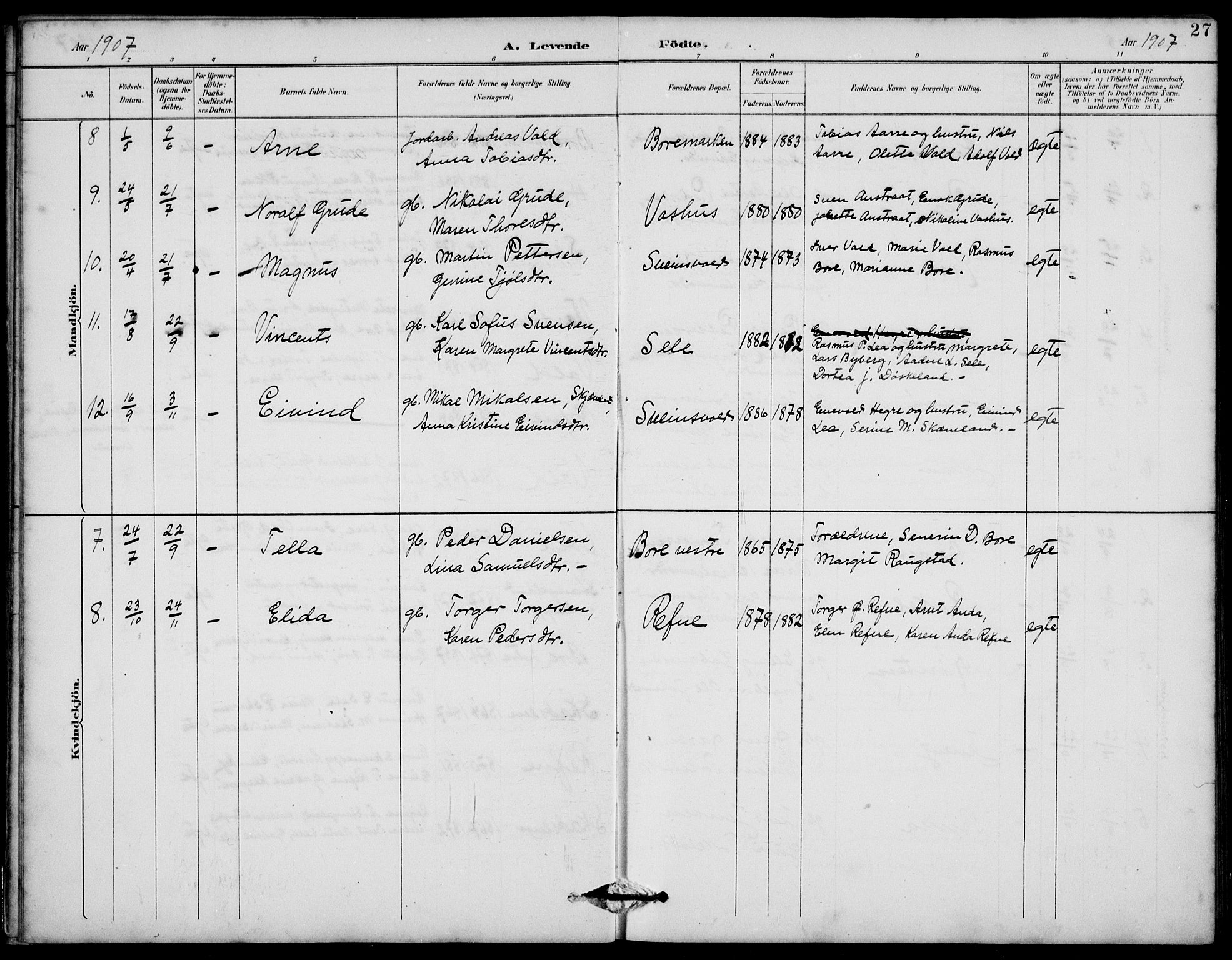 Klepp sokneprestkontor, AV/SAST-A-101803/001/3/30BB/L0006: Parish register (copy) no. B 6, 1889-1936, p. 27