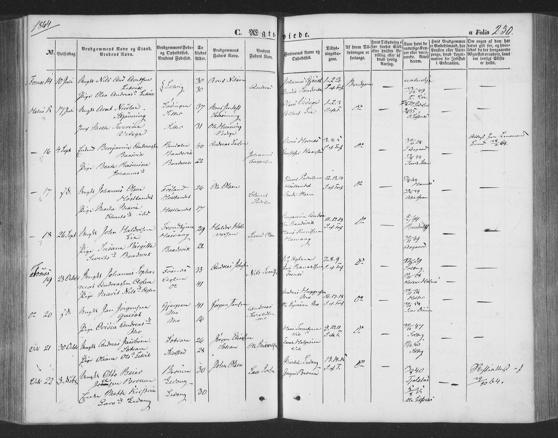 Ministerialprotokoller, klokkerbøker og fødselsregistre - Nord-Trøndelag, SAT/A-1458/773/L0615: Parish register (official) no. 773A06, 1857-1870, p. 230