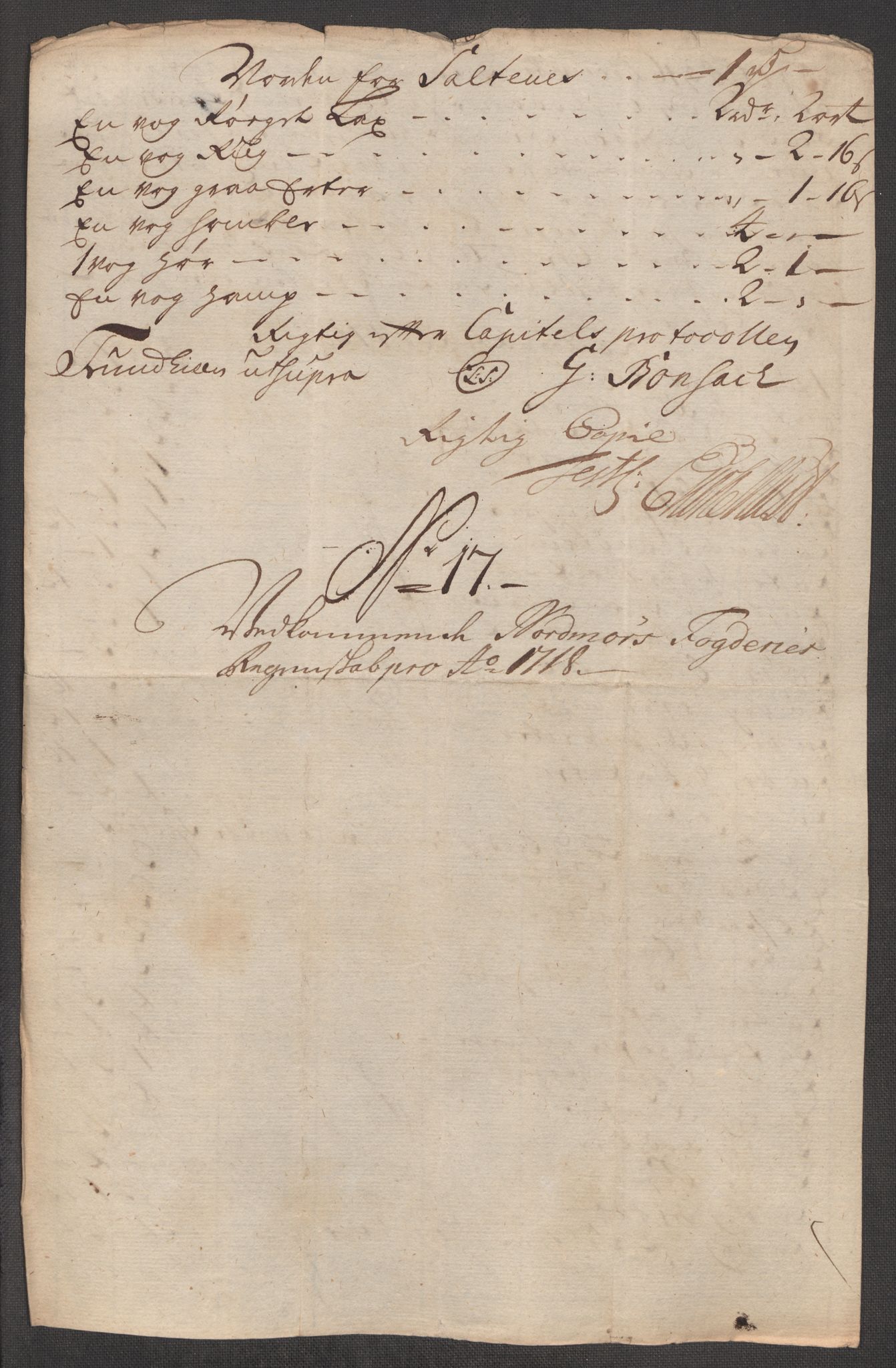 Rentekammeret inntil 1814, Reviderte regnskaper, Fogderegnskap, RA/EA-4092/R56/L3751: Fogderegnskap Nordmøre, 1718, p. 165