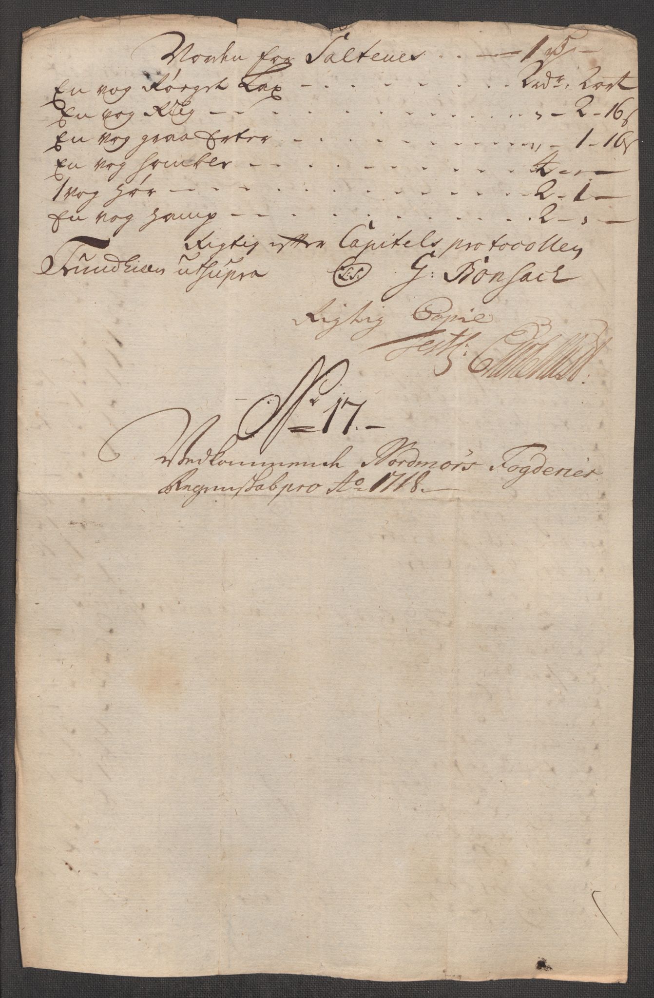 Rentekammeret inntil 1814, Reviderte regnskaper, Fogderegnskap, AV/RA-EA-4092/R56/L3751: Fogderegnskap Nordmøre, 1718, p. 165