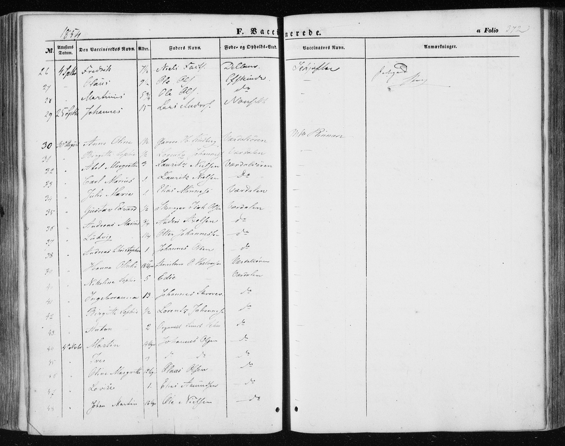 Ministerialprotokoller, klokkerbøker og fødselsregistre - Nord-Trøndelag, SAT/A-1458/723/L0240: Parish register (official) no. 723A09, 1852-1860, p. 372