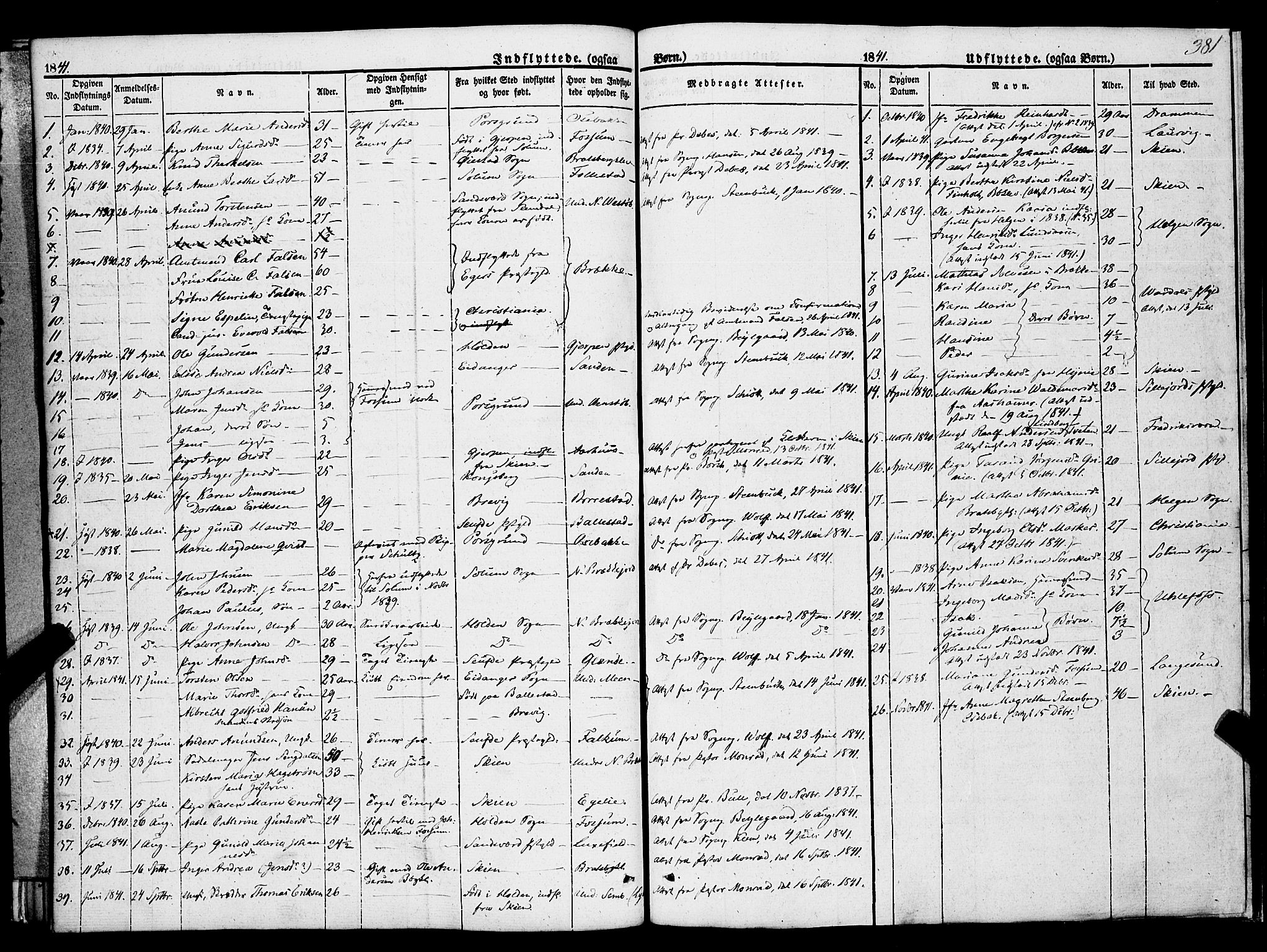 Gjerpen kirkebøker, SAKO/A-265/F/Fa/L0007b: Parish register (official) no. I 7B, 1834-1857, p. 381