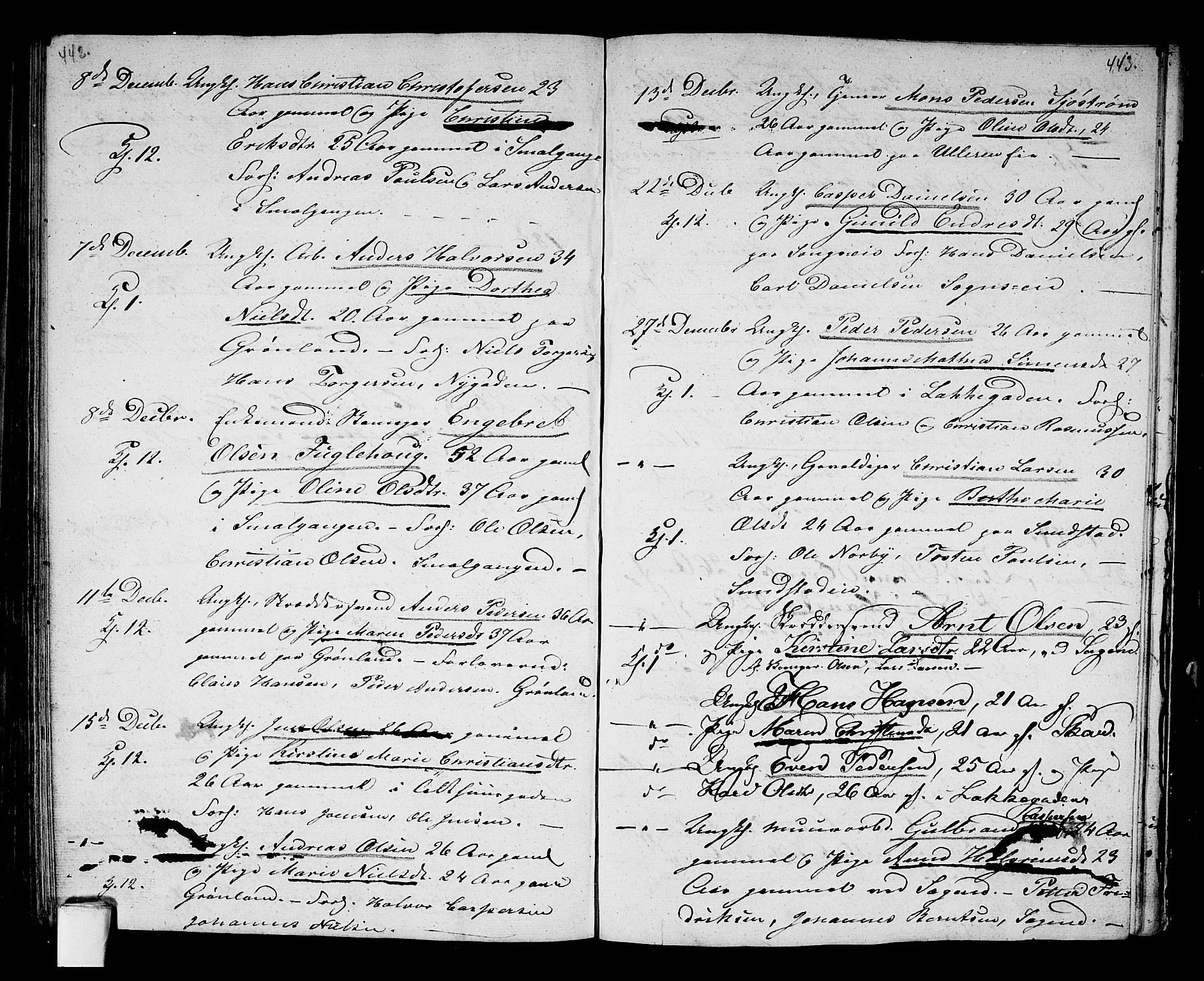 Aker prestekontor kirkebøker, SAO/A-10861/G/L0007: Parish register (copy) no. 7, 1838-1846, p. 442-443