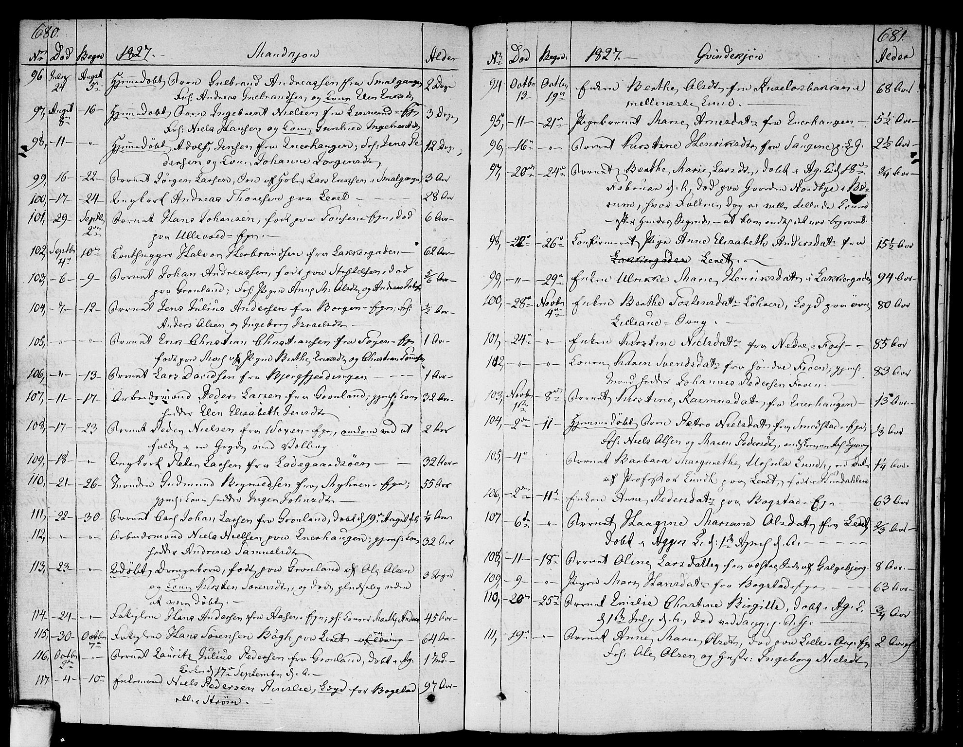 Aker prestekontor kirkebøker, AV/SAO-A-10861/F/L0012: Parish register (official) no. 12, 1819-1828, p. 680-681