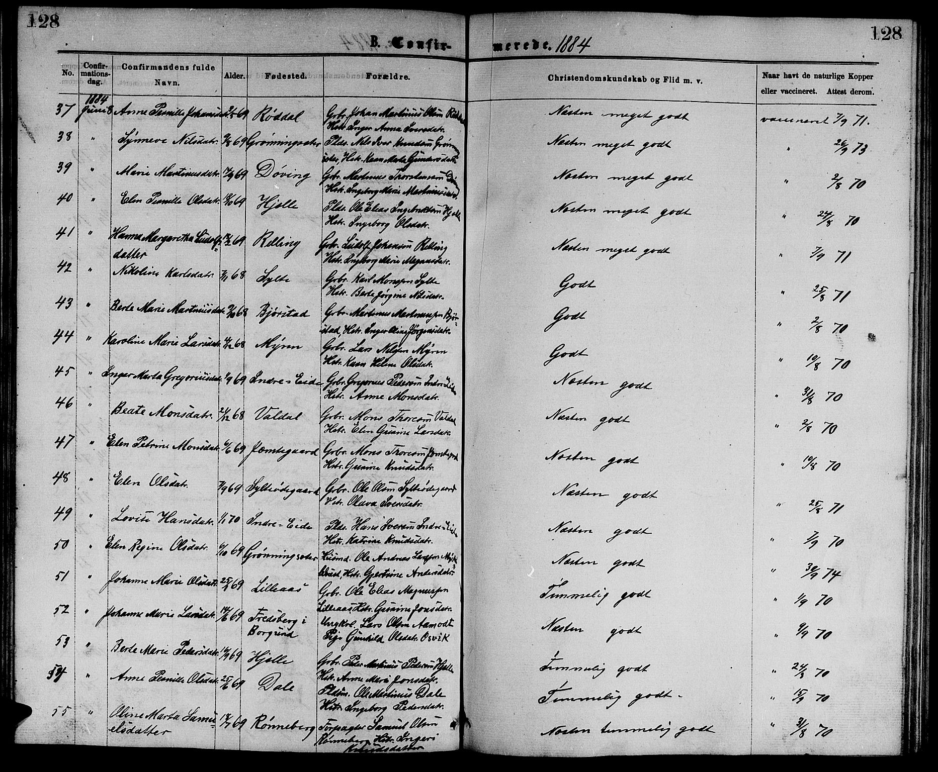 Ministerialprotokoller, klokkerbøker og fødselsregistre - Møre og Romsdal, SAT/A-1454/519/L0262: Parish register (copy) no. 519C03, 1866-1884, p. 128