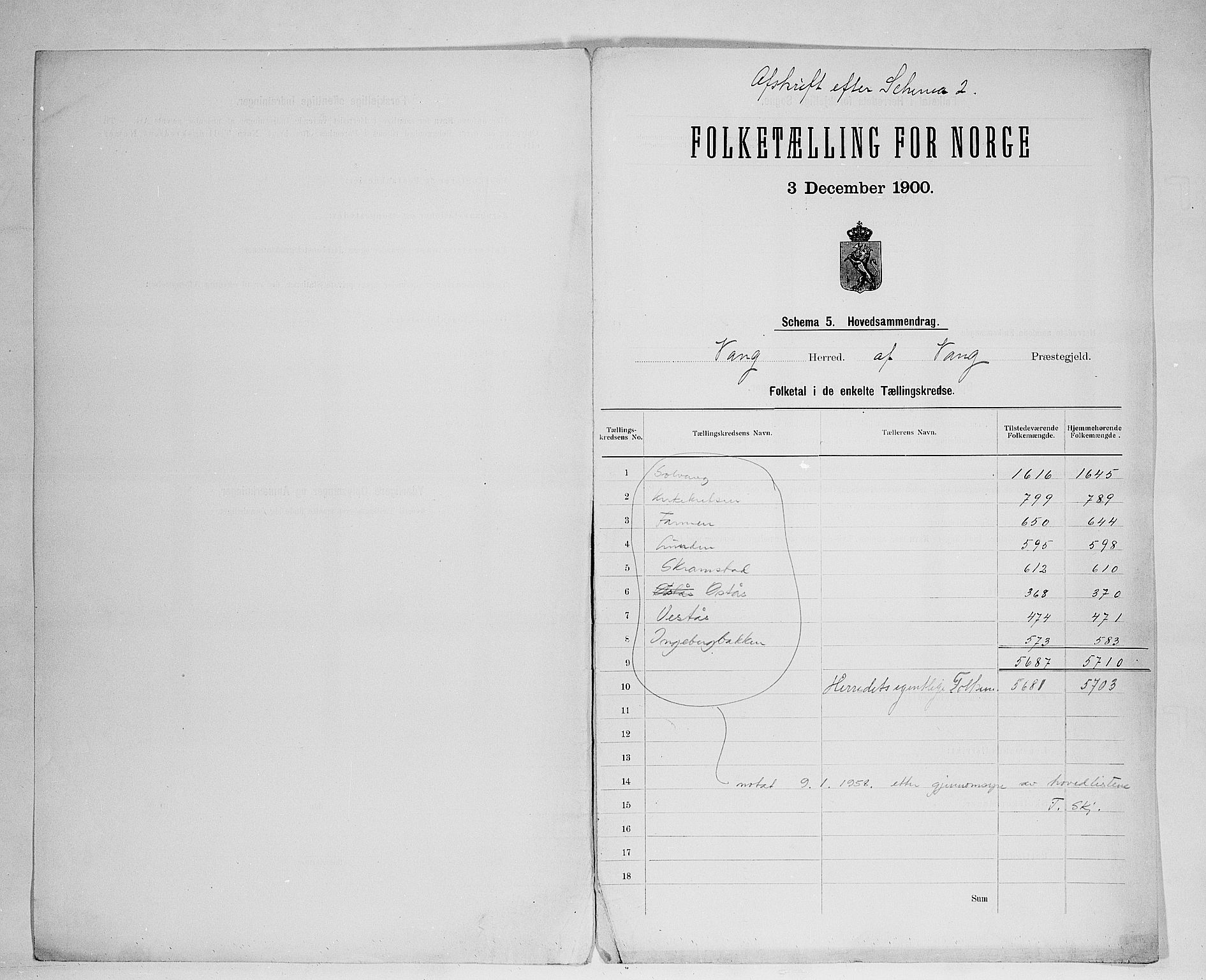 SAH, 1900 census for Vang, 1900, p. 2