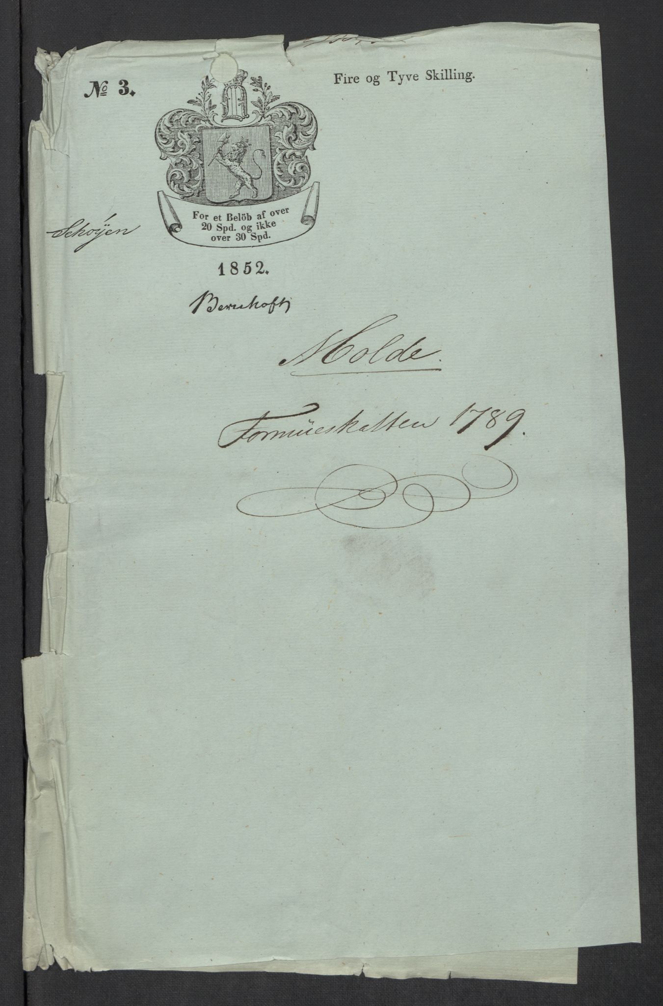Rentekammeret inntil 1814, Reviderte regnskaper, Mindre regnskaper, AV/RA-EA-4068/Rf/Rfe/L0024: Modum Blåfarvevverk, Molde, Moss, 1789, p. 32