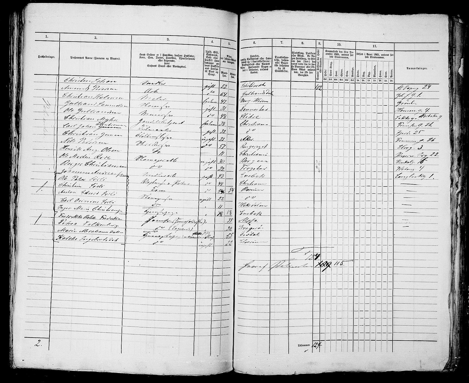 RA, 1865 census for Kristiania, 1865, p. 1033