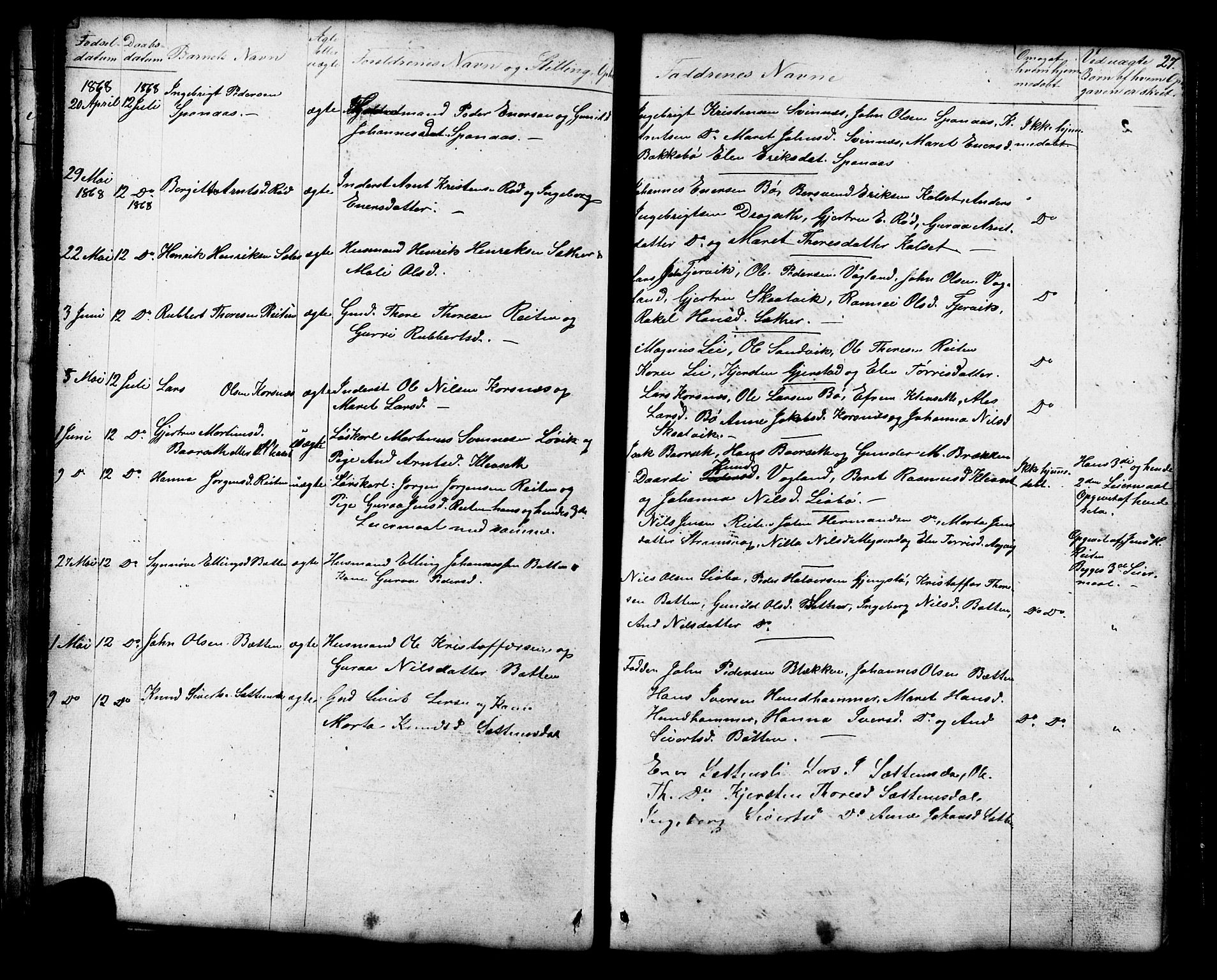 Ministerialprotokoller, klokkerbøker og fødselsregistre - Møre og Romsdal, AV/SAT-A-1454/576/L0890: Parish register (copy) no. 576C01, 1837-1908, p. 27