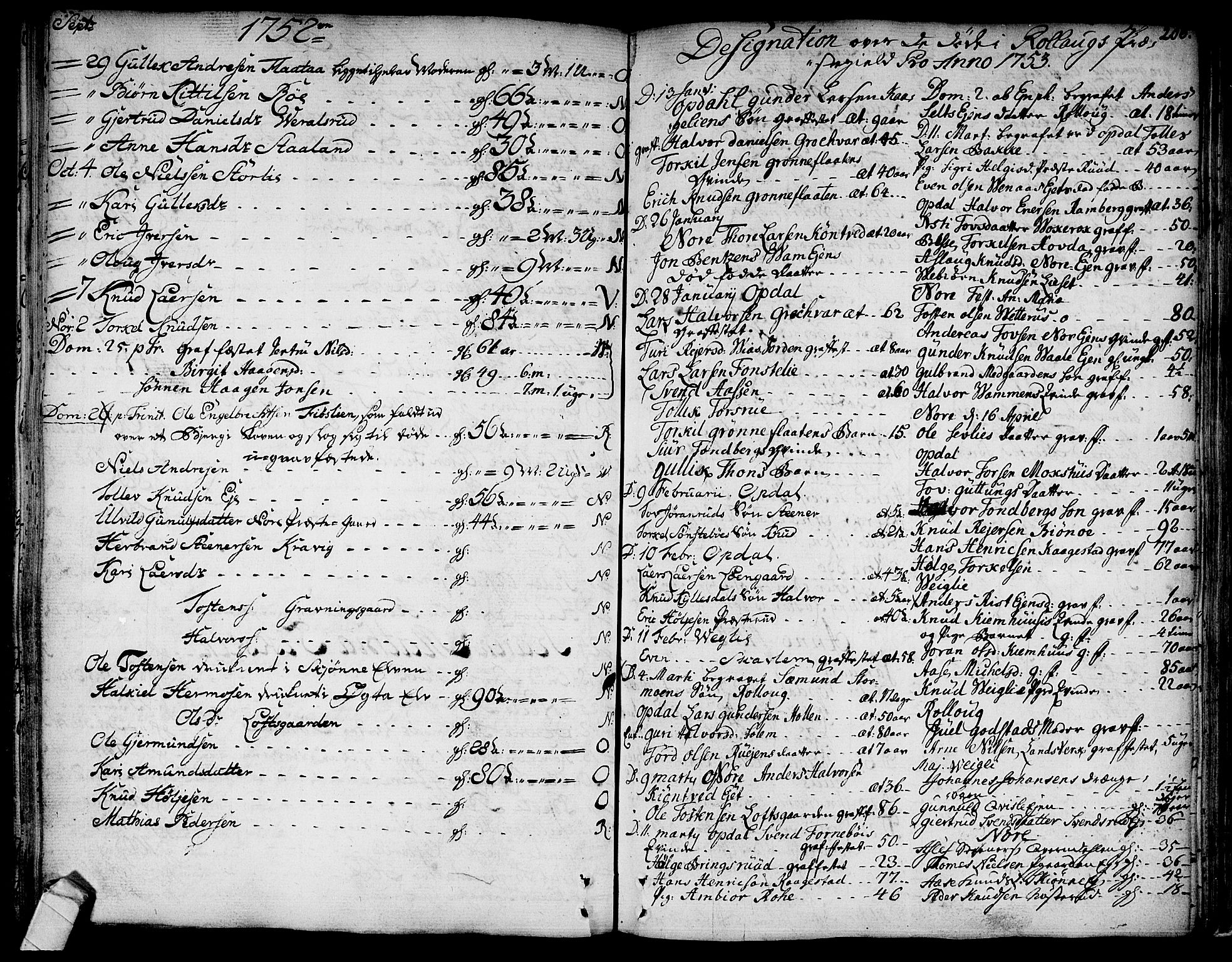 Rollag kirkebøker, SAKO/A-240/F/Fa/L0003: Parish register (official) no. I 3, 1743-1778, p. 206